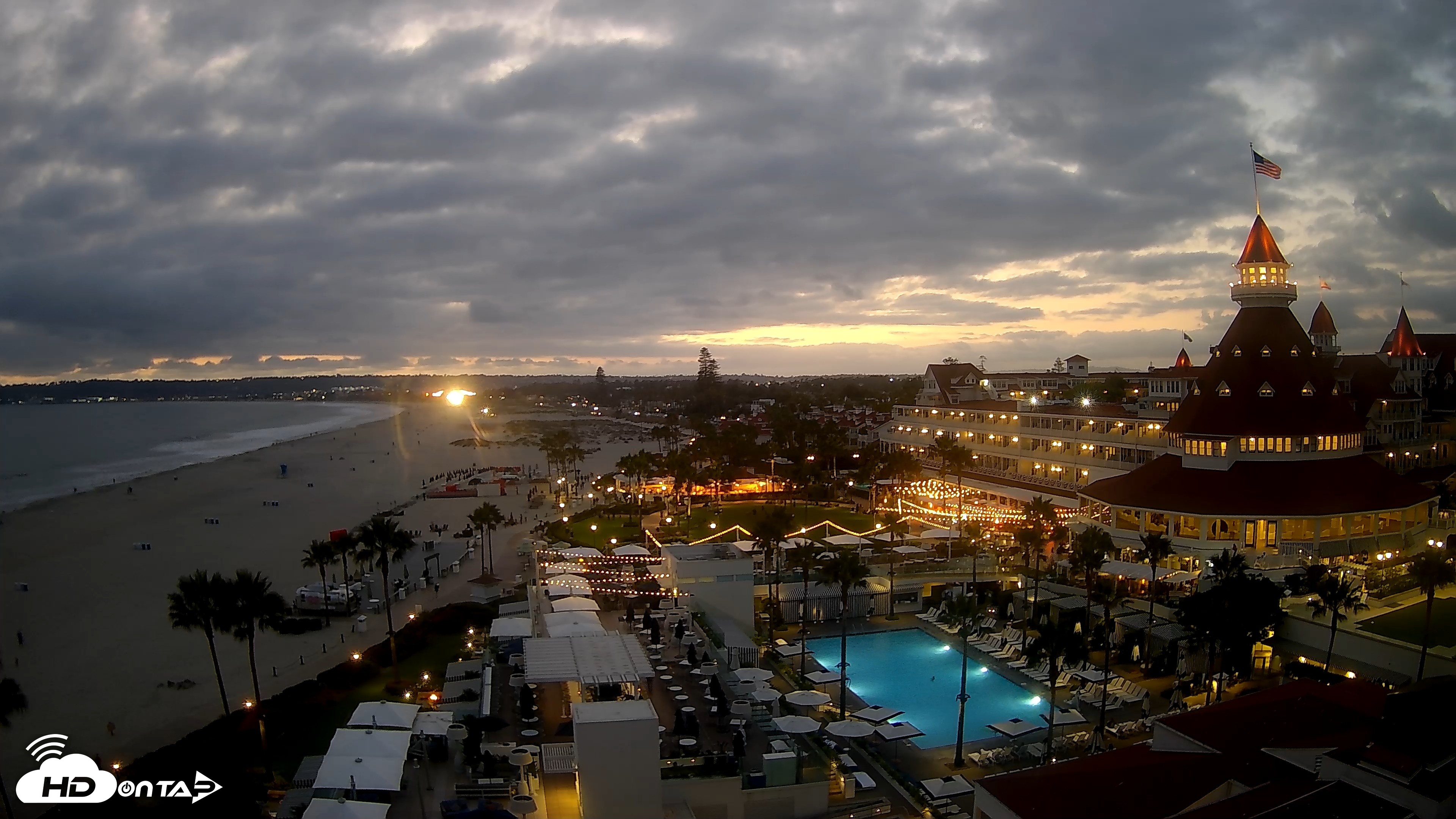 Snapshot of Hotel Del Coronado 4K Fixed Live Cam taken Jun 30, 2026, 8:19pm PDT