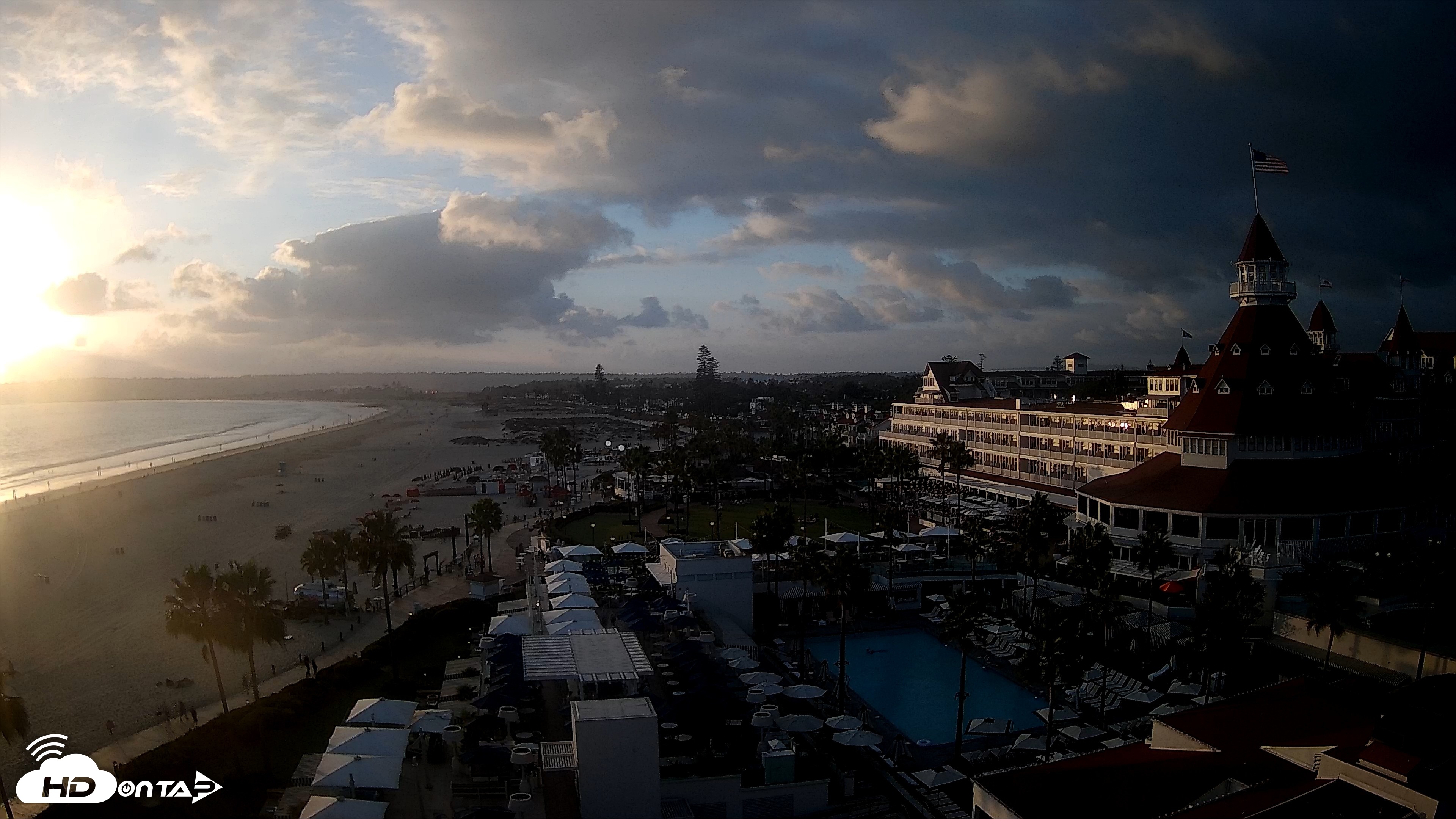 Snapshot of Hotel Del Coronado 4K Fixed Live Cam taken Sep 16, 2026, 6:31pm PDT
