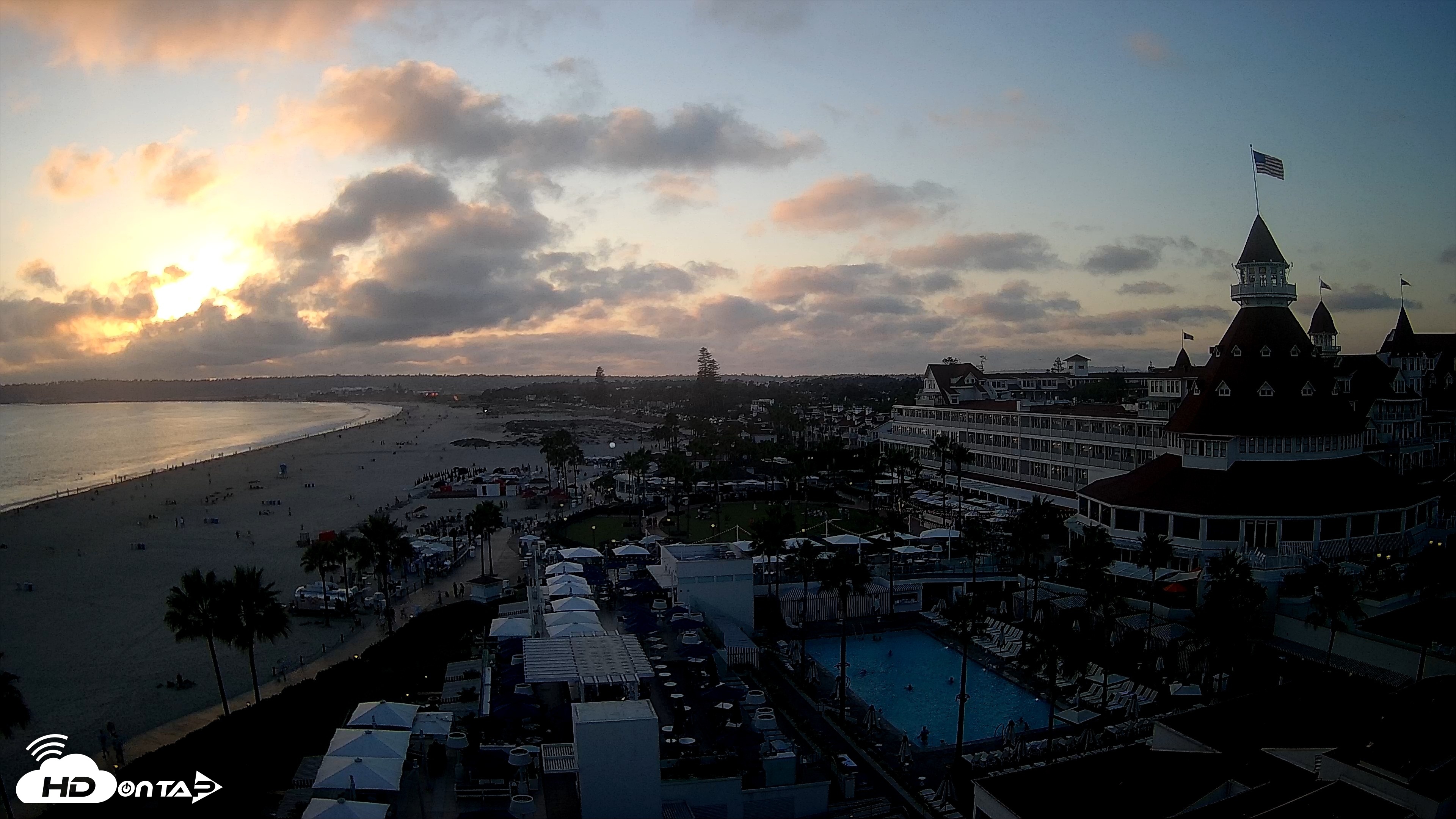 Snapshot of Hotel Del Coronado 4K Fixed Live Cam taken Aug 11, 2026, 7:21pm PDT
