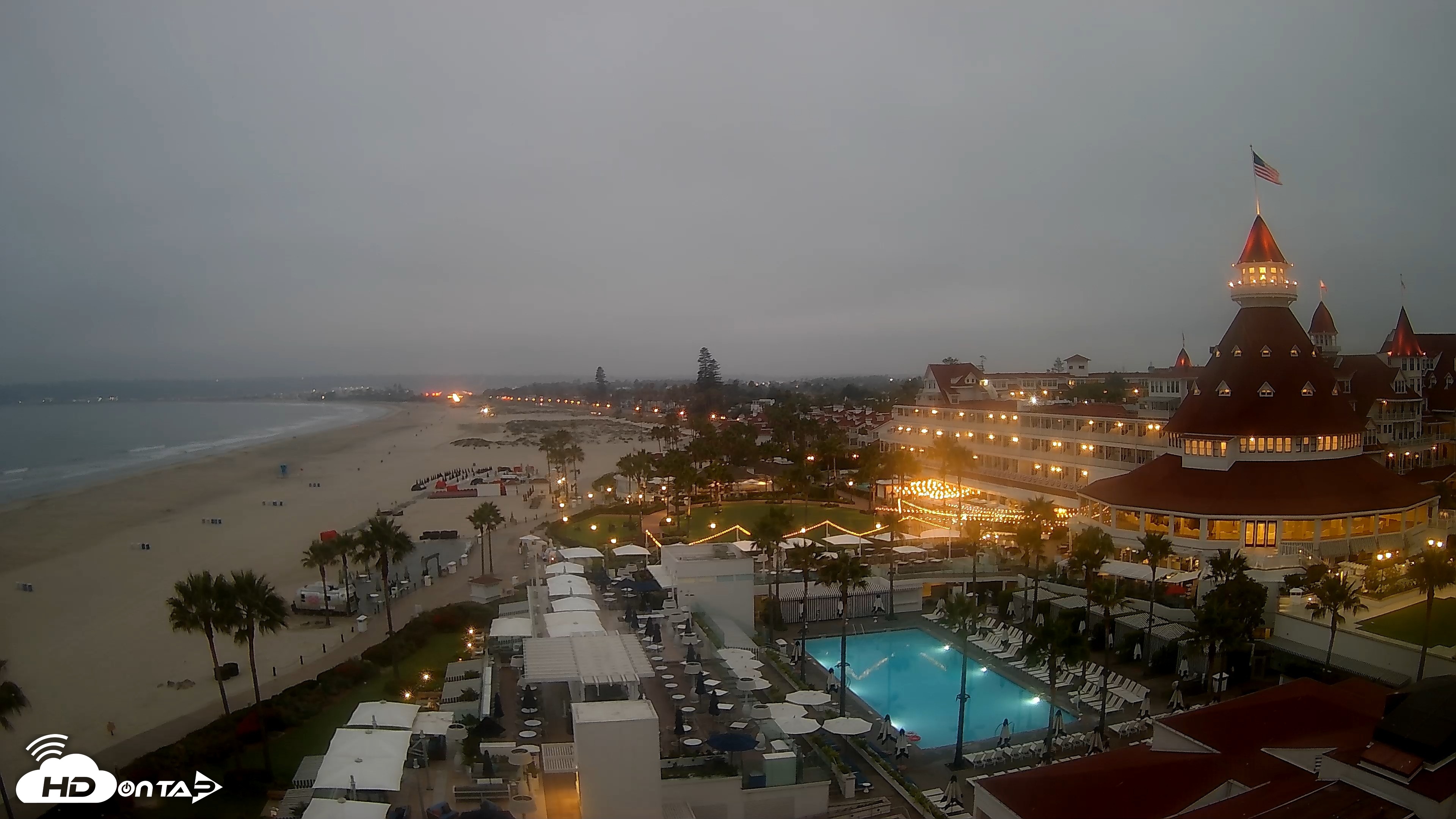 Snapshot of Hotel Del Coronado 4K Fixed Live Cam taken Jul 9, 2026, 5:39am PDT