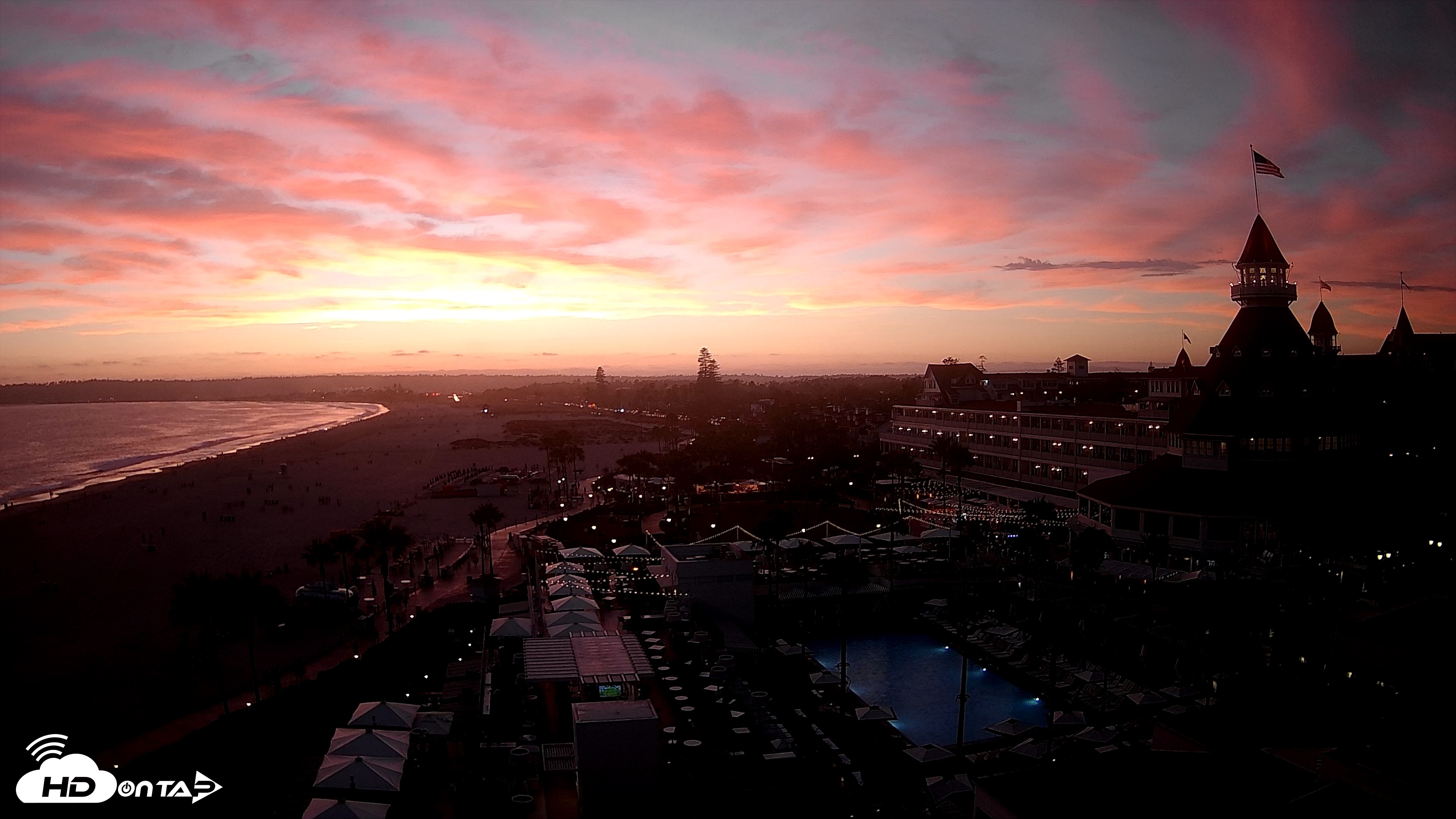 Snapshot of Hotel Del Coronado 4K Fixed Live Cam taken Jun 11, 2026, 8:10pm PDT
