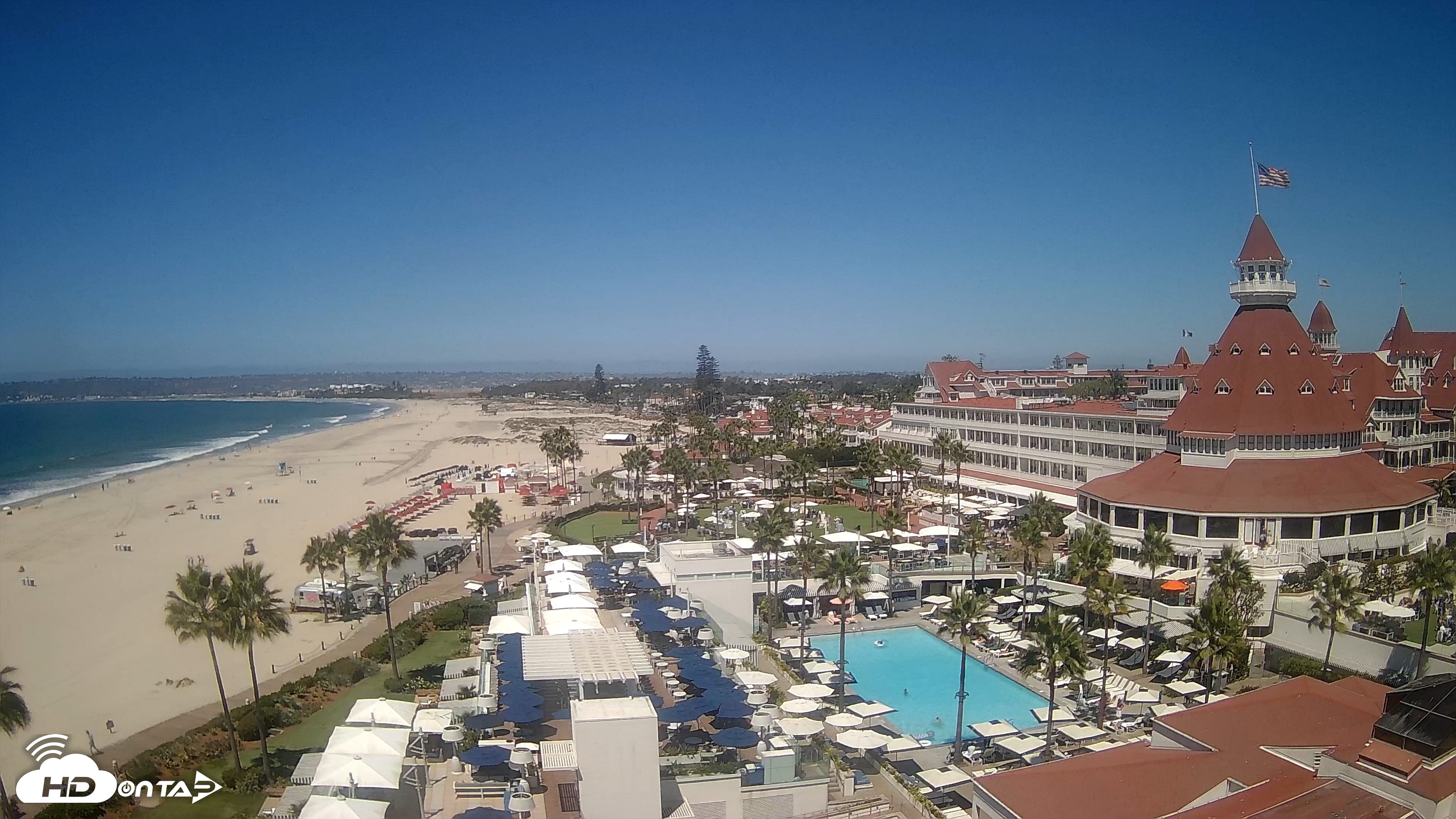 Snapshot of Hotel Del Coronado 4K Fixed Live Cam taken Sep 1, 2026, 12:12pm PDT