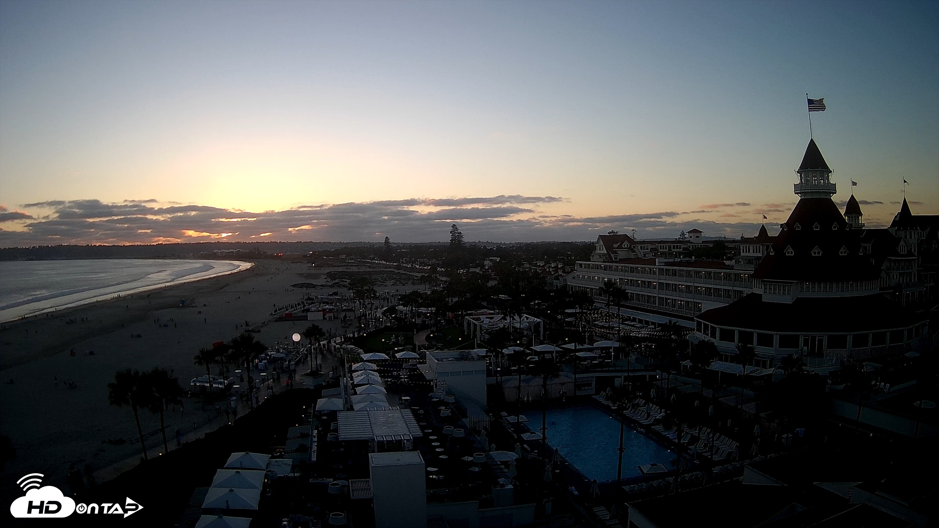Snapshot of Hotel Del Coronado 4K Fixed Live Cam taken Jun 20, 2026, 7:52pm PDT