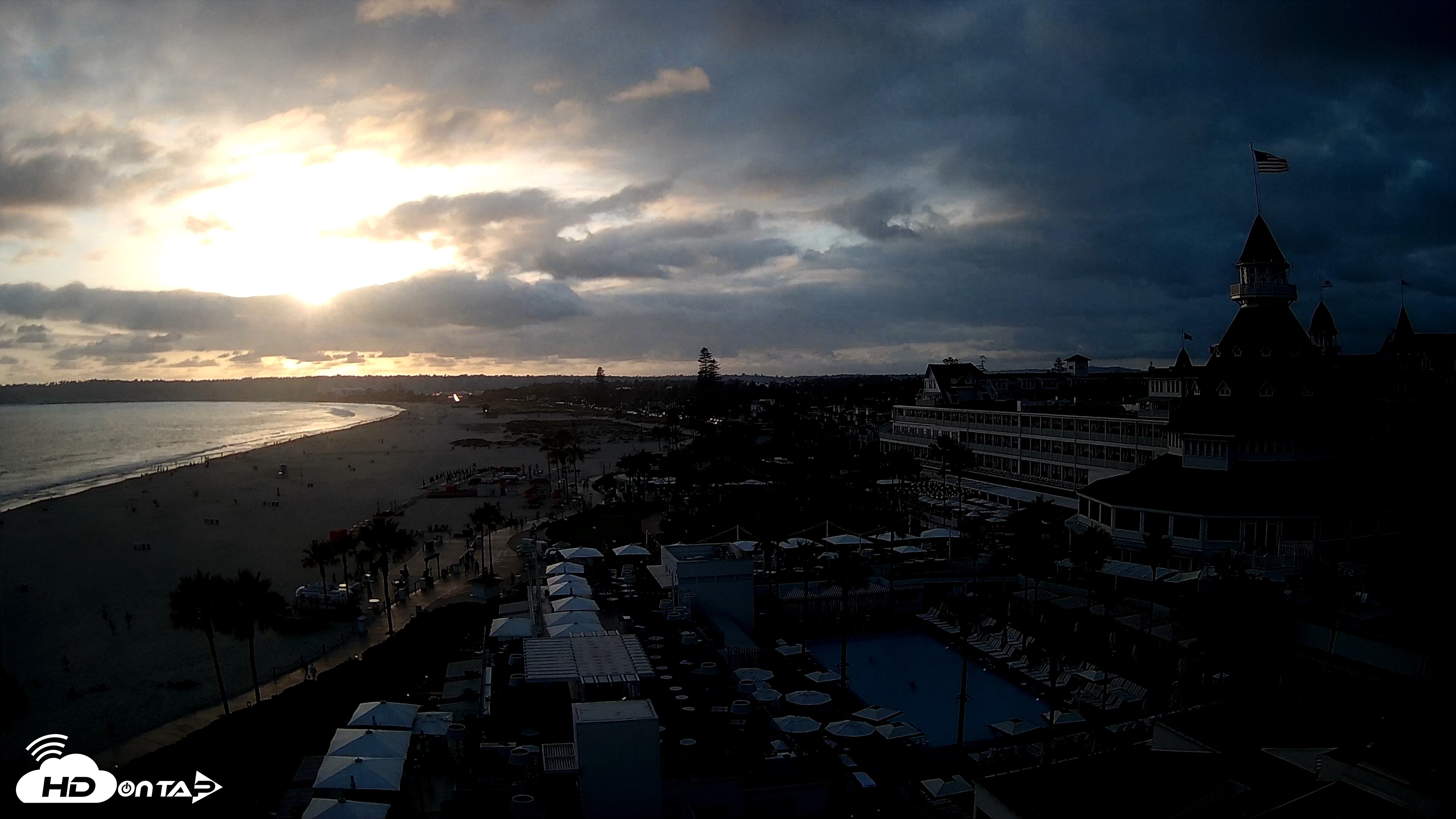 Snapshot of Hotel Del Coronado 4K Fixed Live Cam taken Jun 30, 2026, 7:28pm PDT