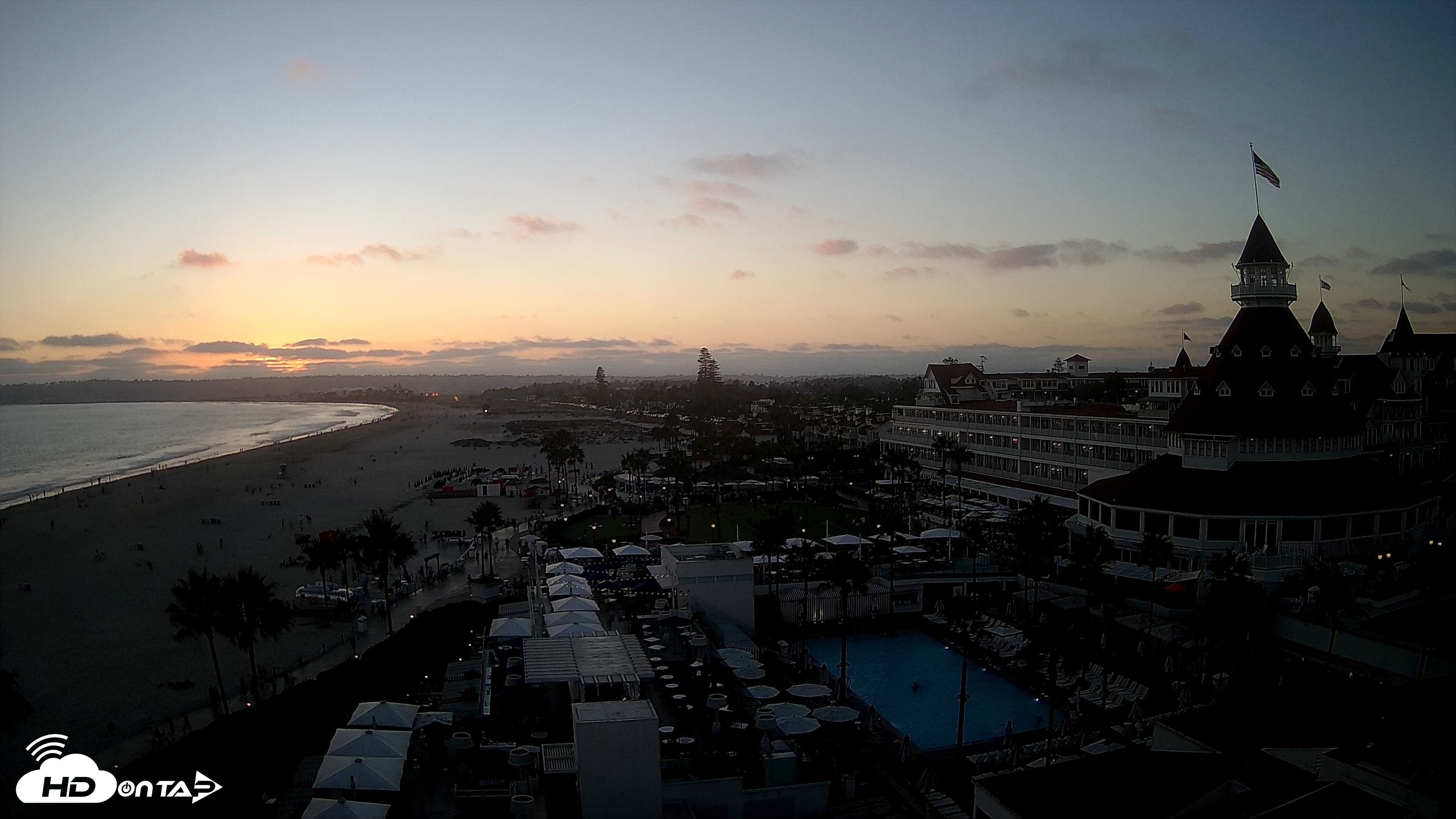 Snapshot of Hotel Del Coronado 4K Fixed Live Cam taken Jul 30, 2026, 7:45pm PDT