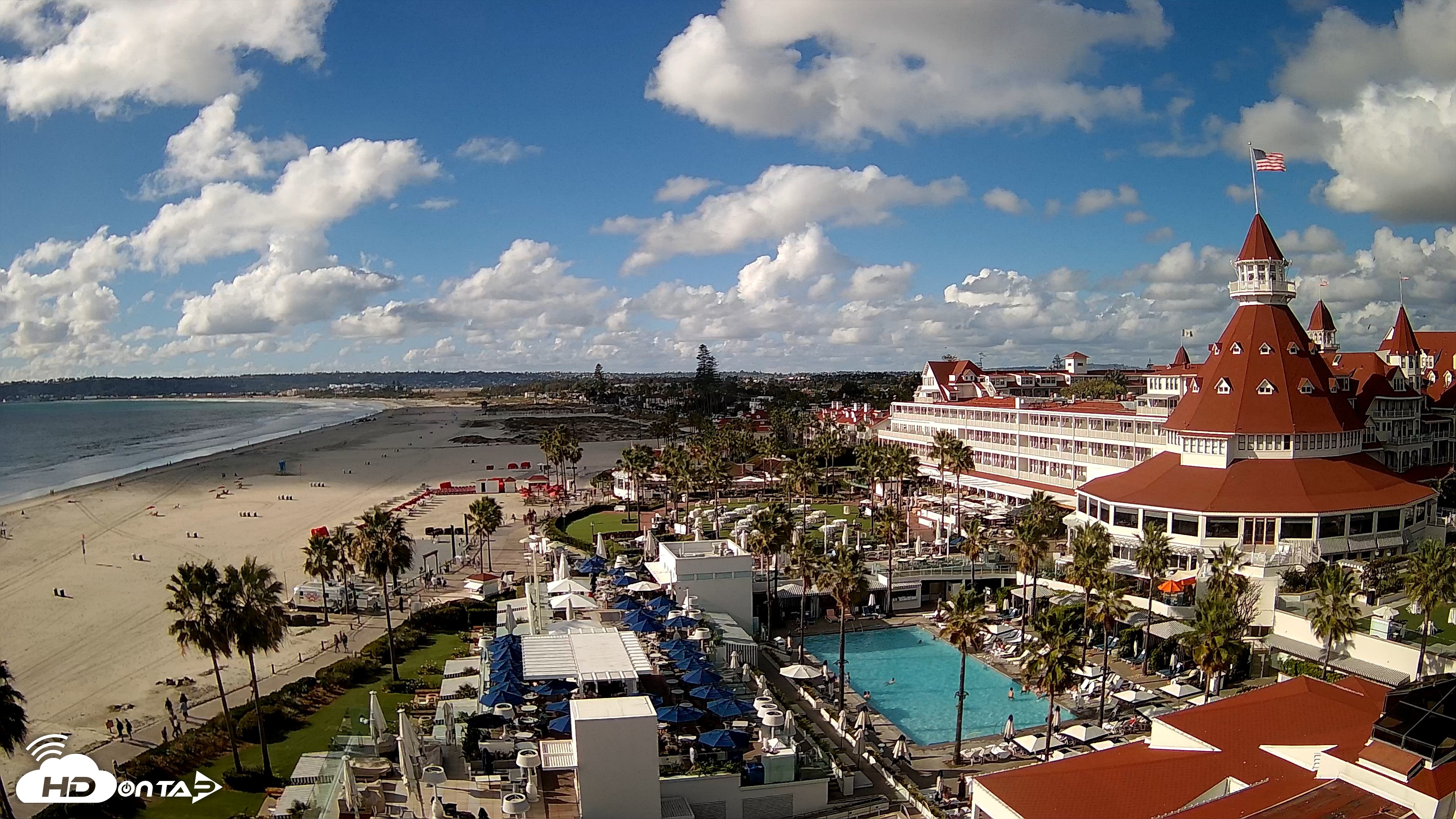 Snapshot of Hotel Del Coronado 4K Fixed Live Cam taken Oct 22, 2026, 3:31pm PDT