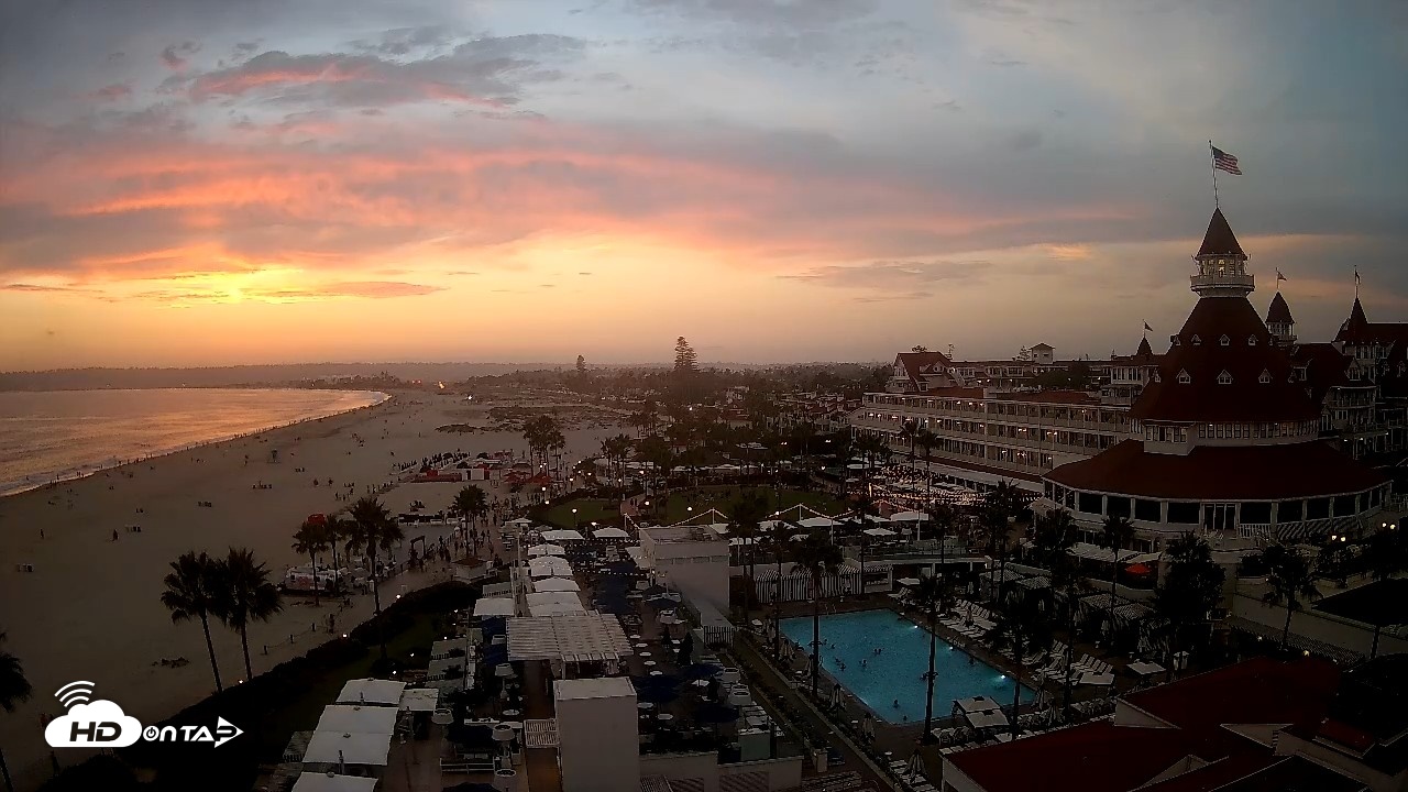 Snapshot of Hotel Del Coronado 4K Fixed Live Cam taken Aug 9, 2026, 7:44pm PDT