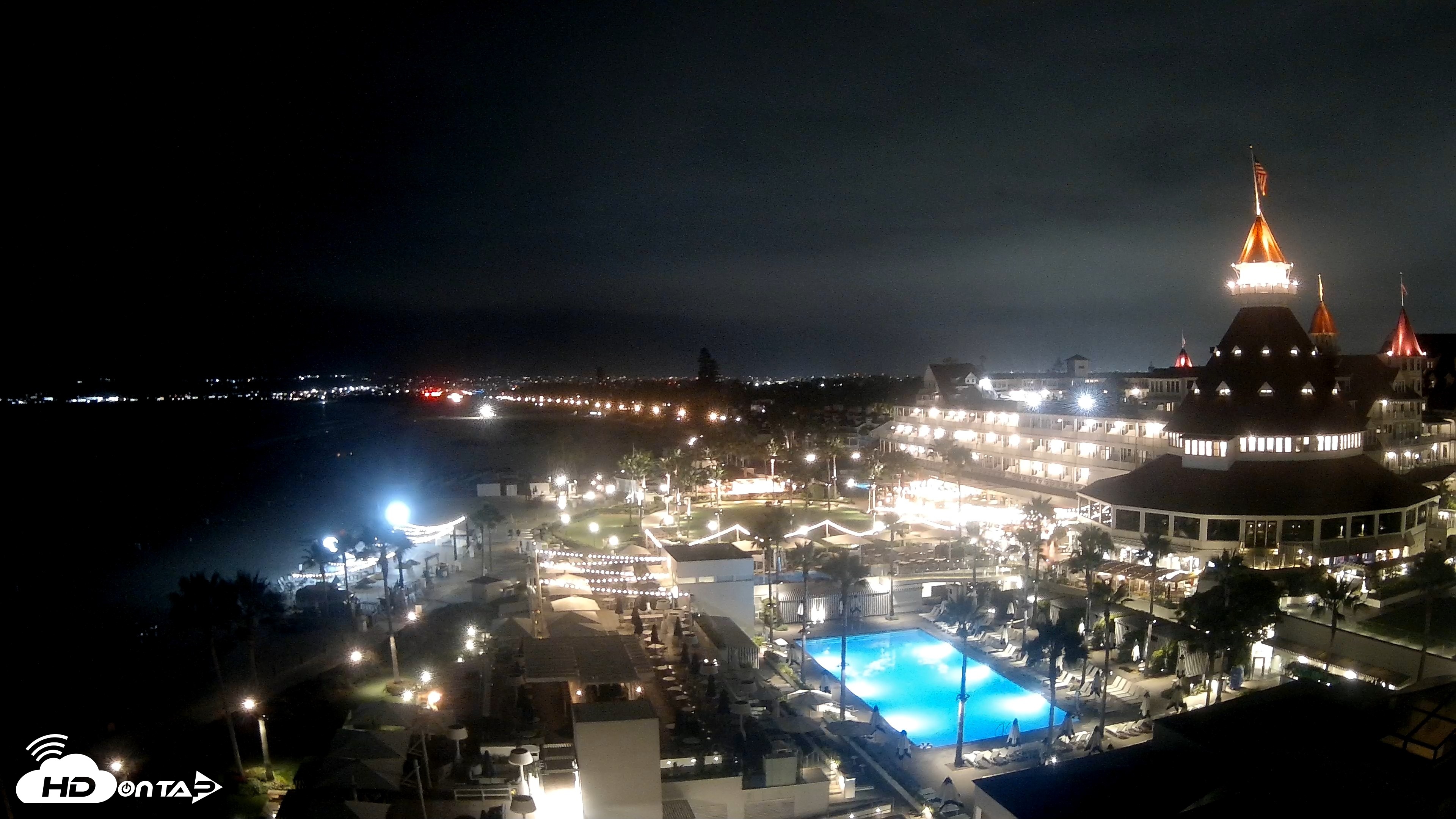 Snapshot of Hotel Del Coronado 4K Fixed Live Cam taken Jun 28, 2026, 10:09pm PDT