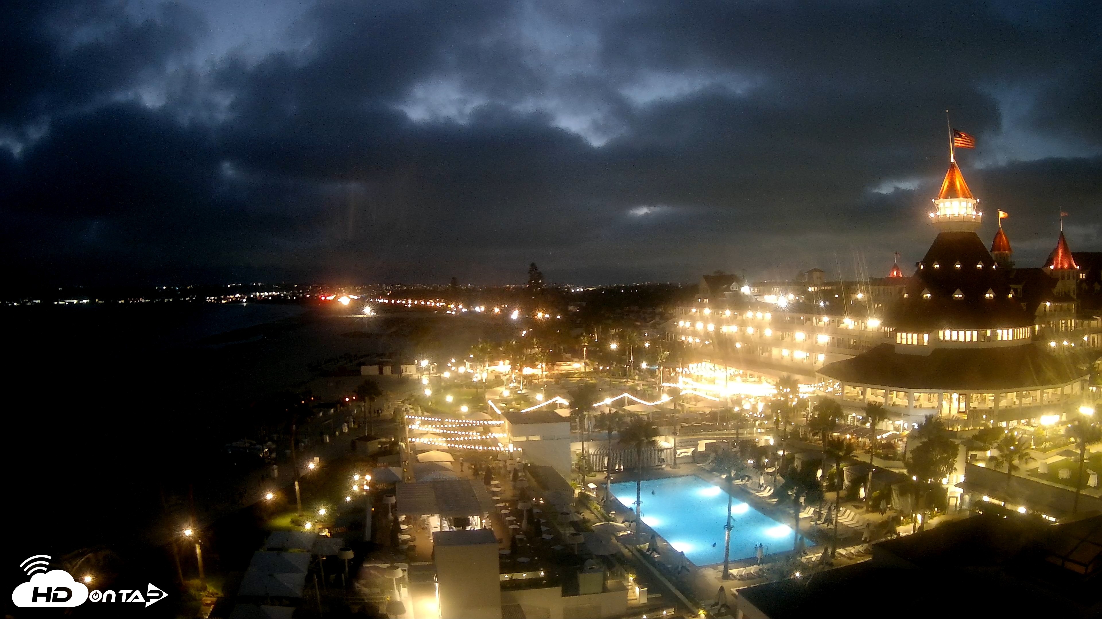 Snapshot of Hotel Del Coronado 4K Fixed Live Cam taken Jul 13, 2026, 8:34pm PDT