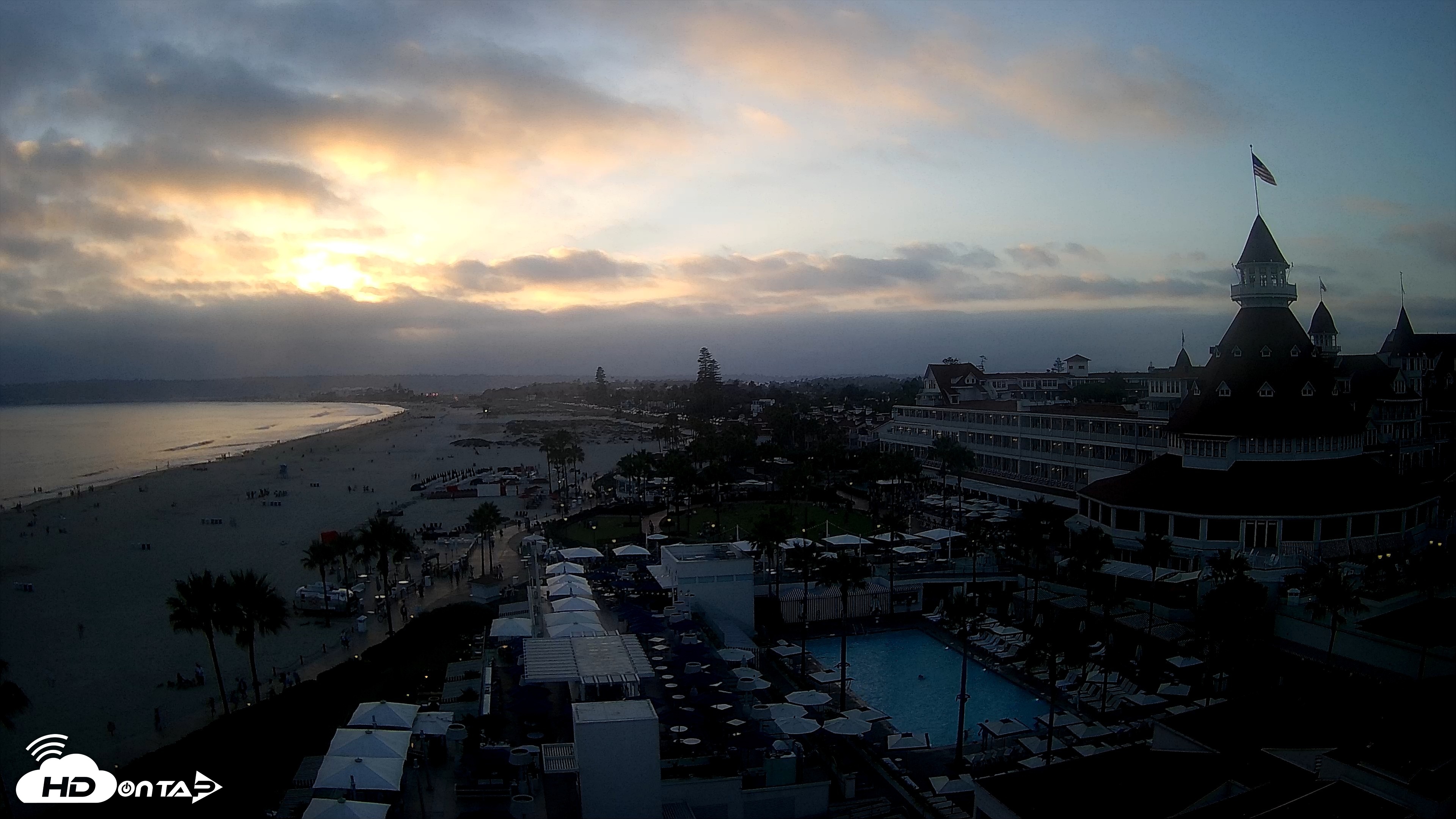 Snapshot of Hotel Del Coronado 4K Fixed Live Cam taken Jul 10, 2026, 7:41pm PDT