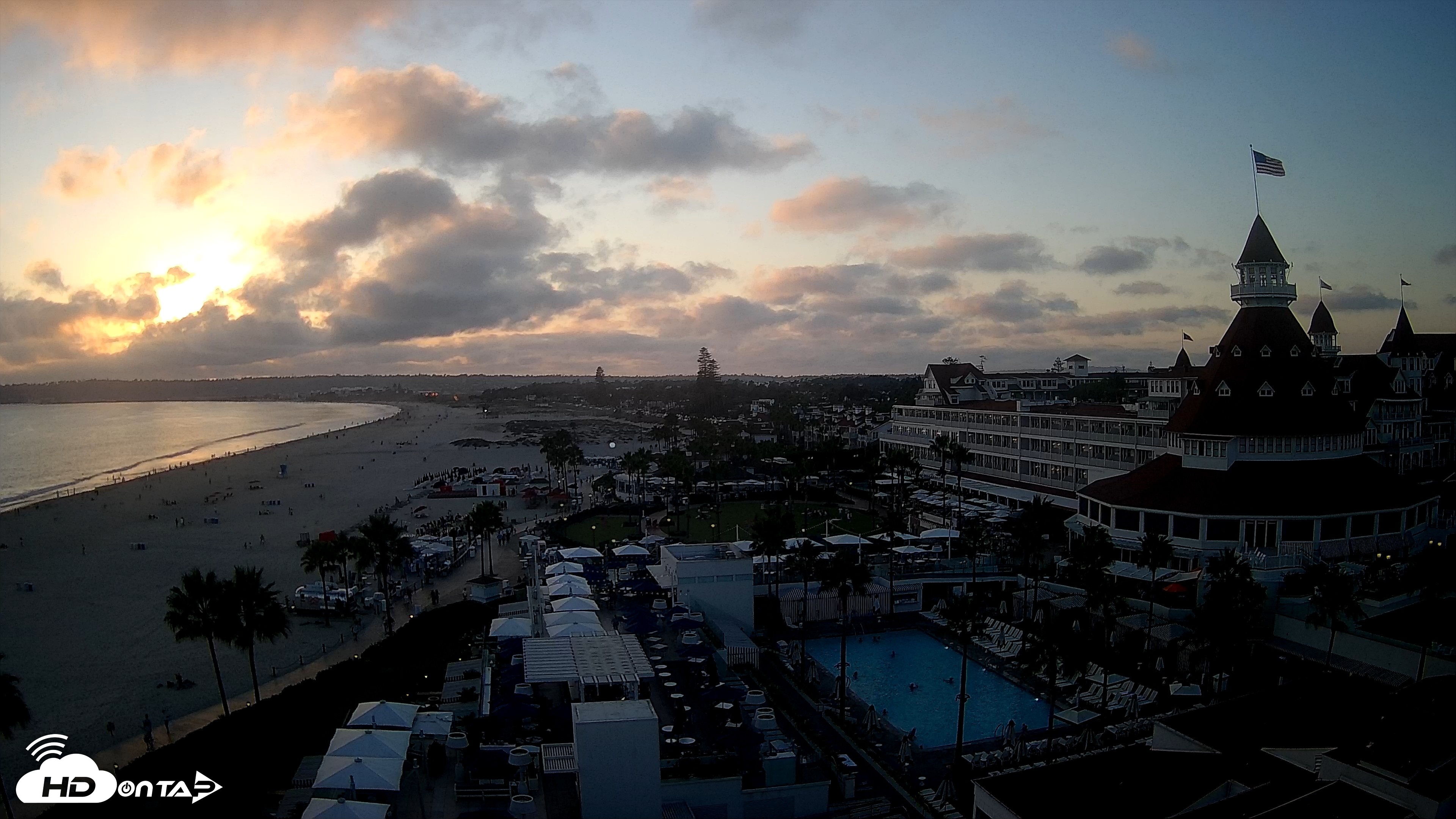 Snapshot of Hotel Del Coronado 4K Fixed Live Cam taken Aug 11, 2026, 7:21pm PDT