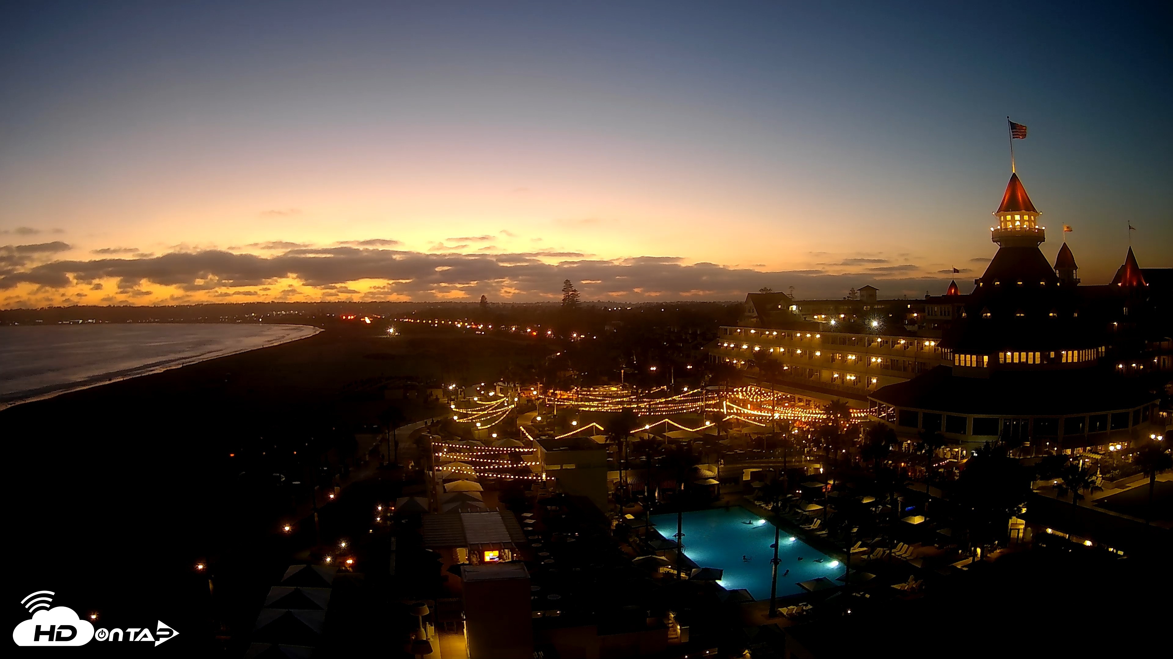 Snapshot of Hotel Del Coronado 4K Fixed Live Cam taken Jul 2, 2026, 8:30pm PDT