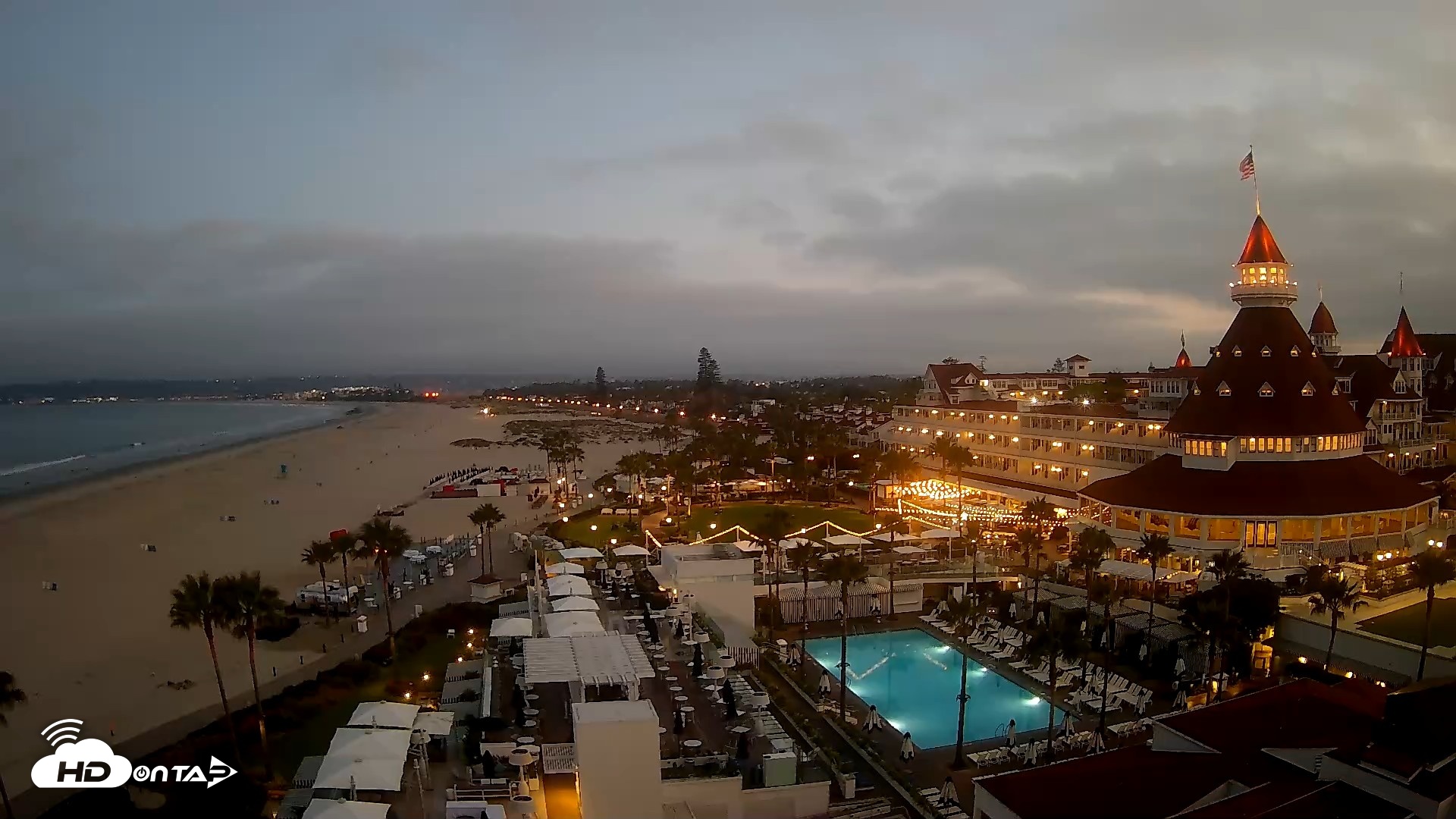 Snapshot of Hotel Del Coronado 4K Fixed Live Cam taken Jun 13, 2026, 5:24am PDT
