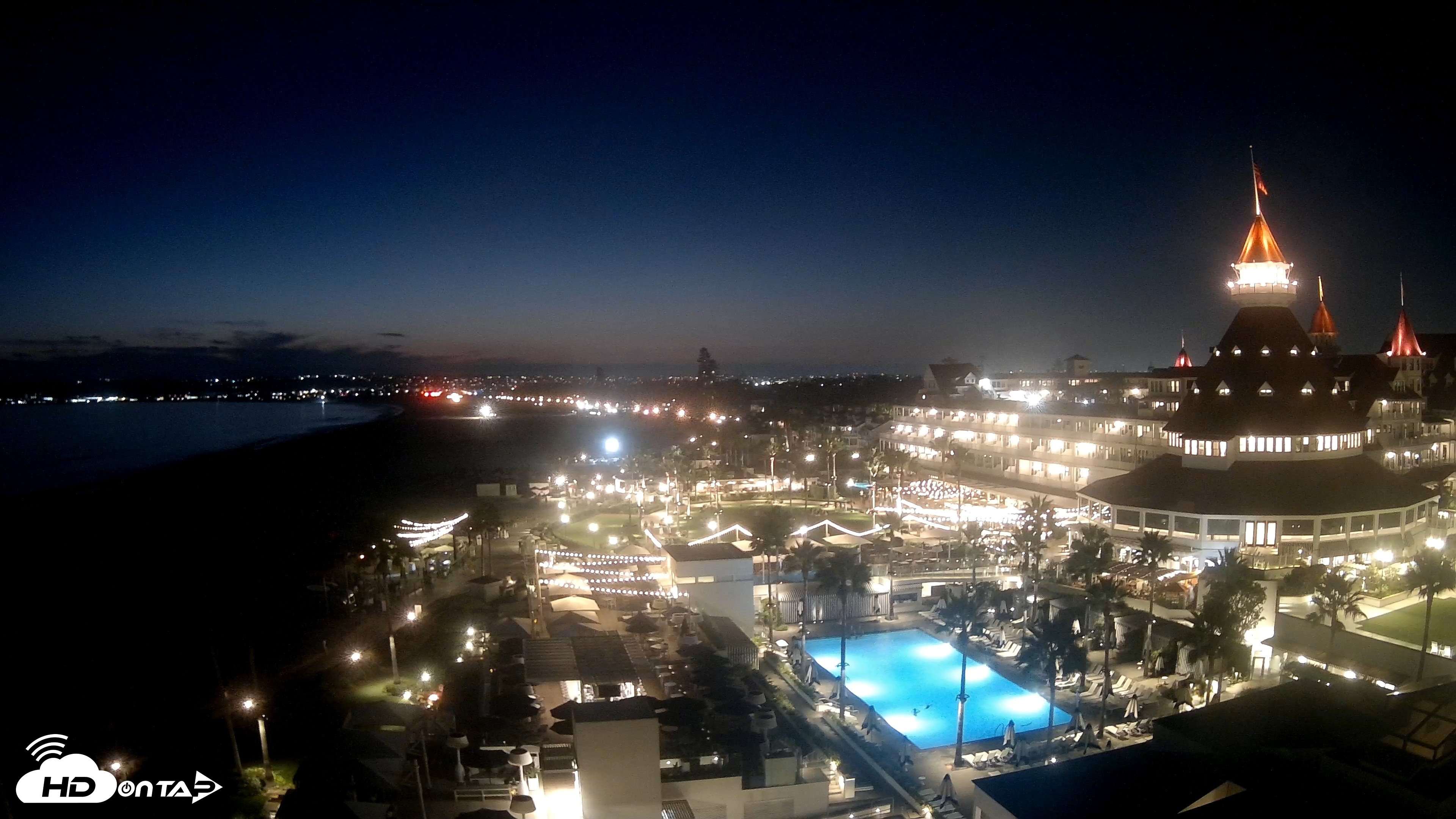 Snapshot of Hotel Del Coronado 4K Fixed Live Cam taken Aug 11, 2026, 8:25pm PDT