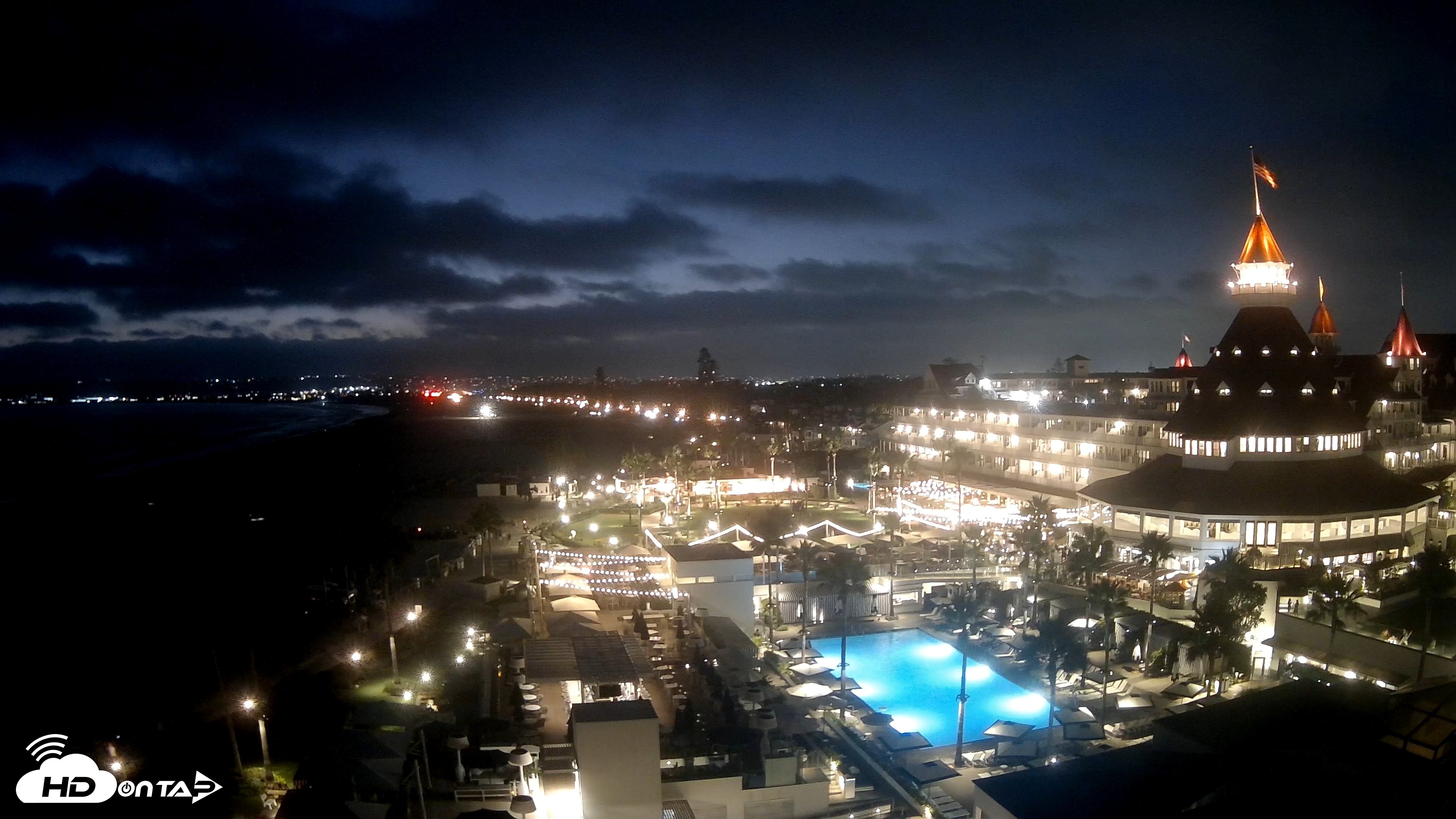 Snapshot of Hotel Del Coronado 4K Fixed Live Cam taken Aug 2, 2026, 8:30pm PDT