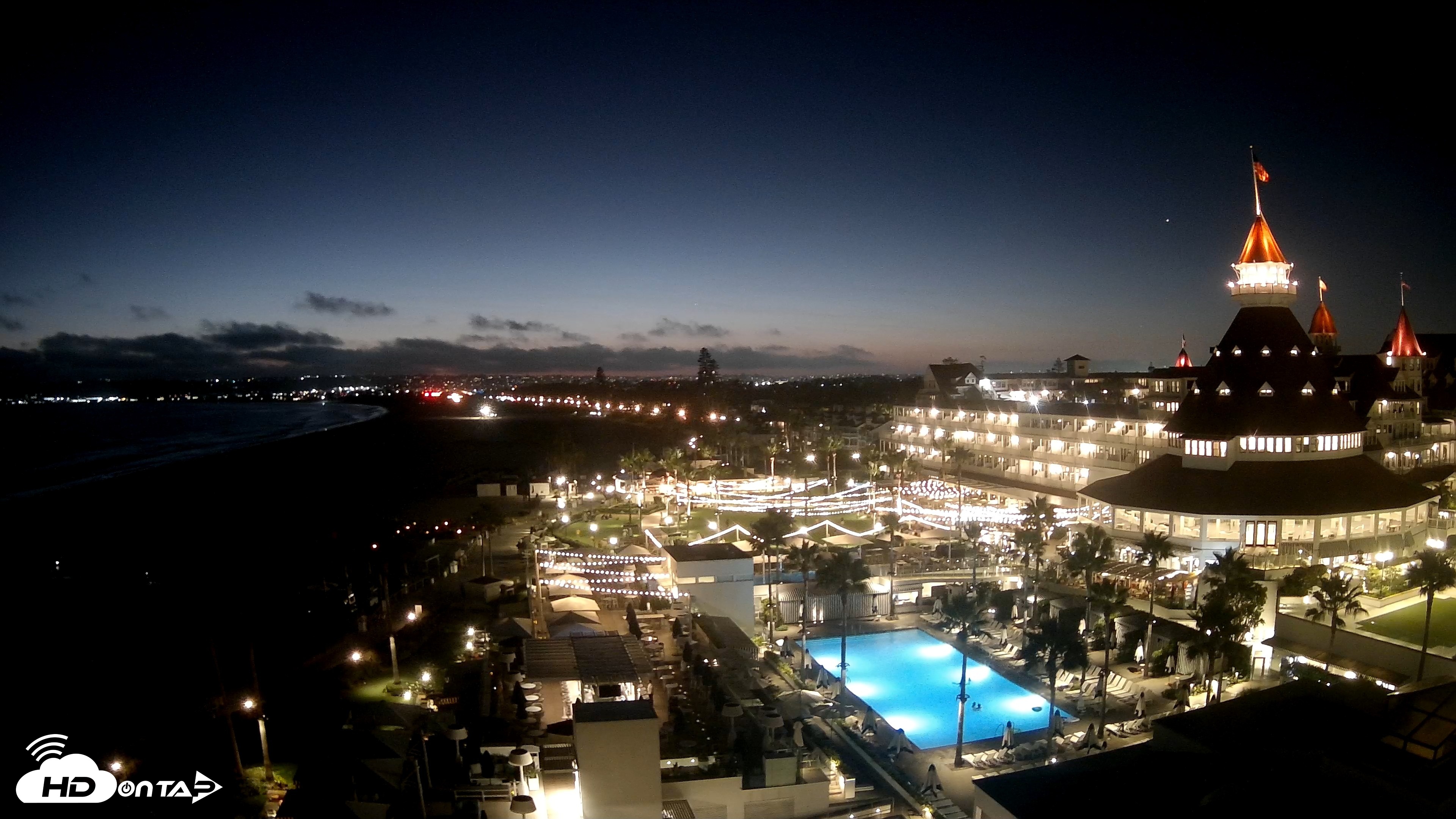 Snapshot of Hotel Del Coronado 4K Fixed Live Cam taken Jul 22, 2026, 8:42pm PDT