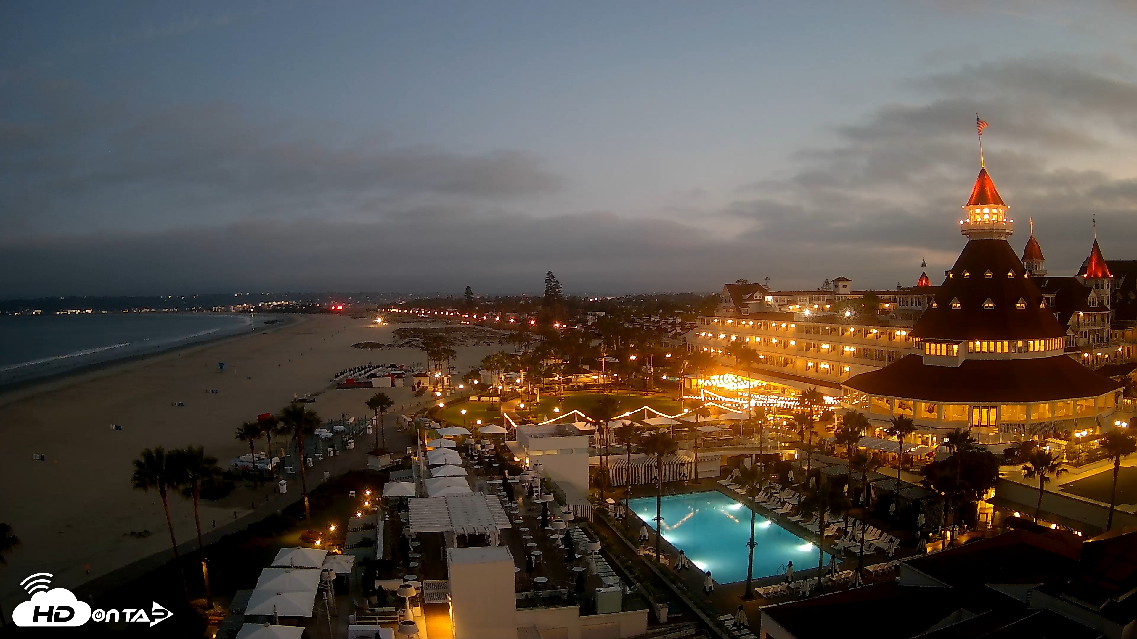 Snapshot of Hotel Del Coronado 4K Fixed Live Cam taken Jun 13, 2026, 5:17am PDT