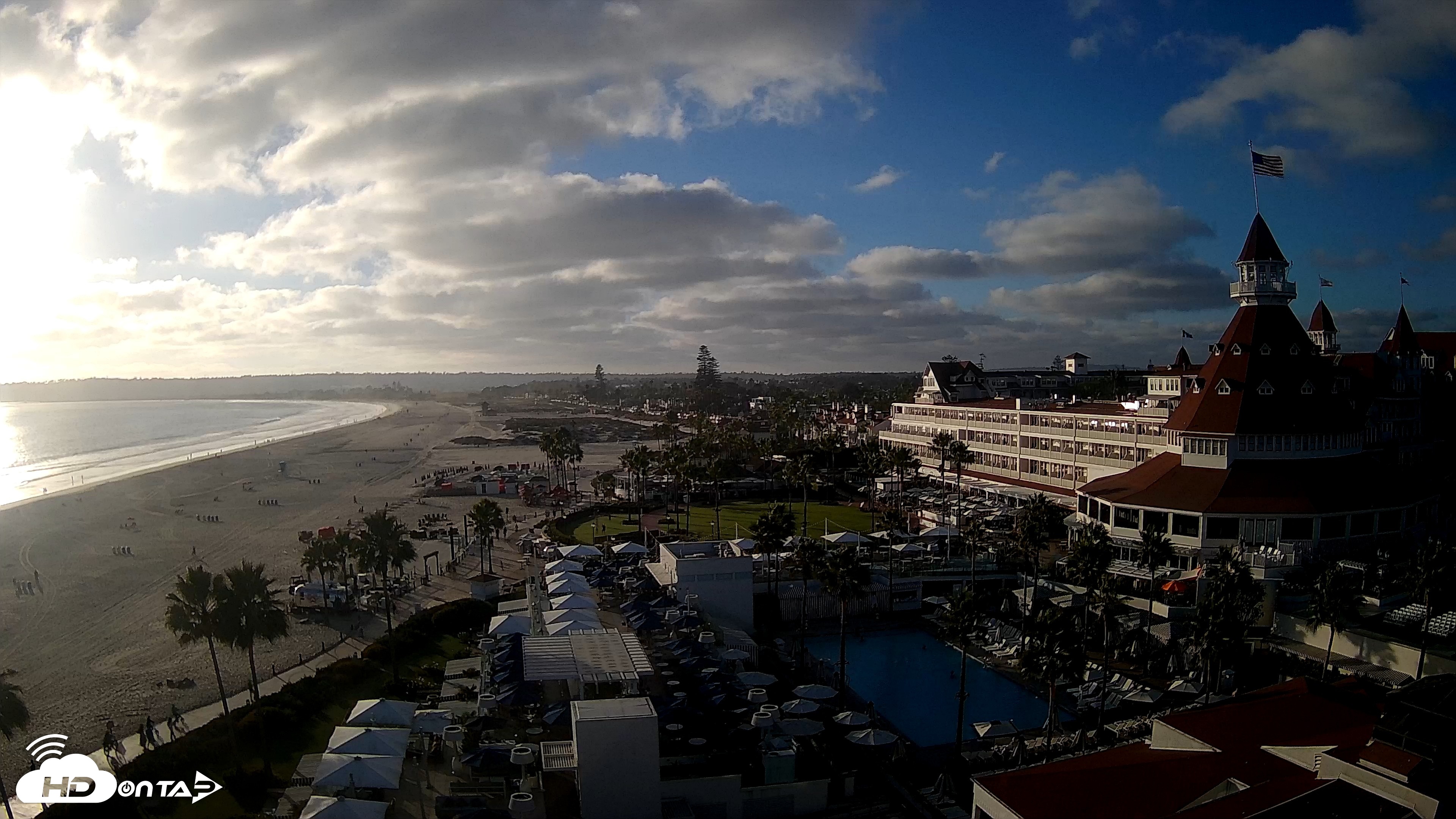 Snapshot of Hotel Del Coronado 4K Fixed Live Cam taken Sep 3, 2026, 6:12pm PDT