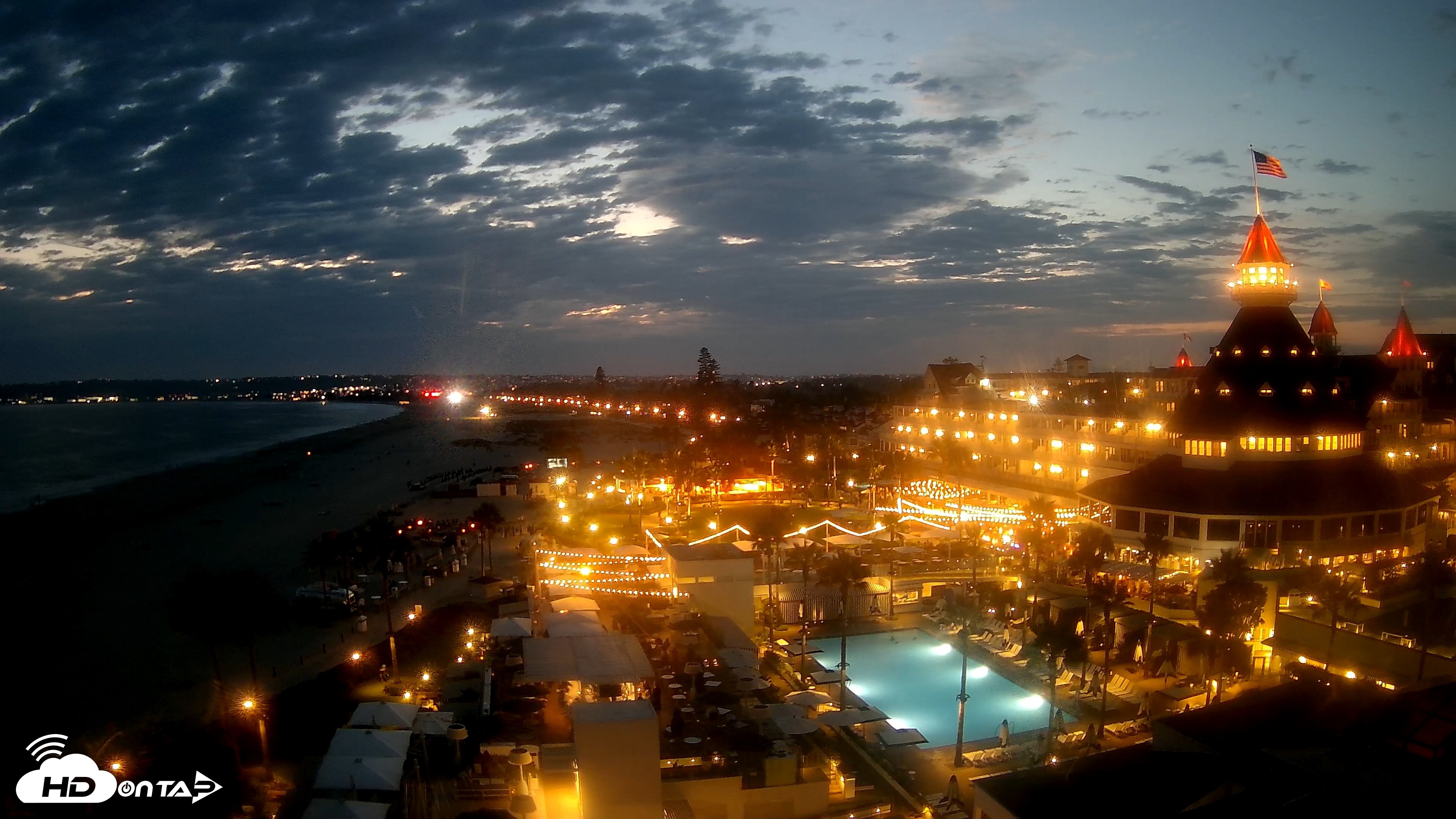 Snapshot of Hotel Del Coronado 4K Fixed Live Cam taken Jul 11, 2026, 8:27pm PDT