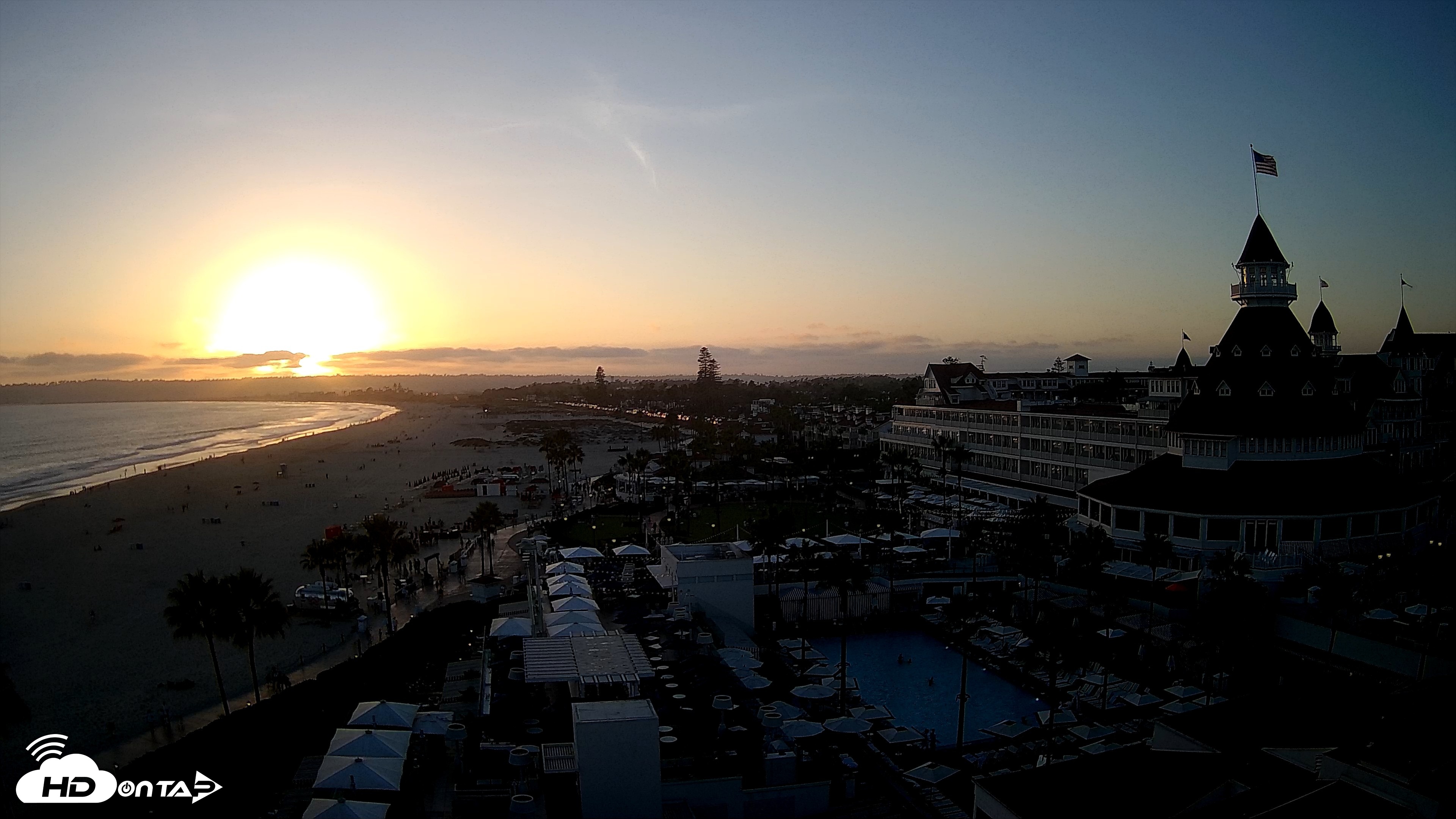 Snapshot of Hotel Del Coronado 4K Fixed Live Cam taken Jul 23, 2026, 7:41pm PDT