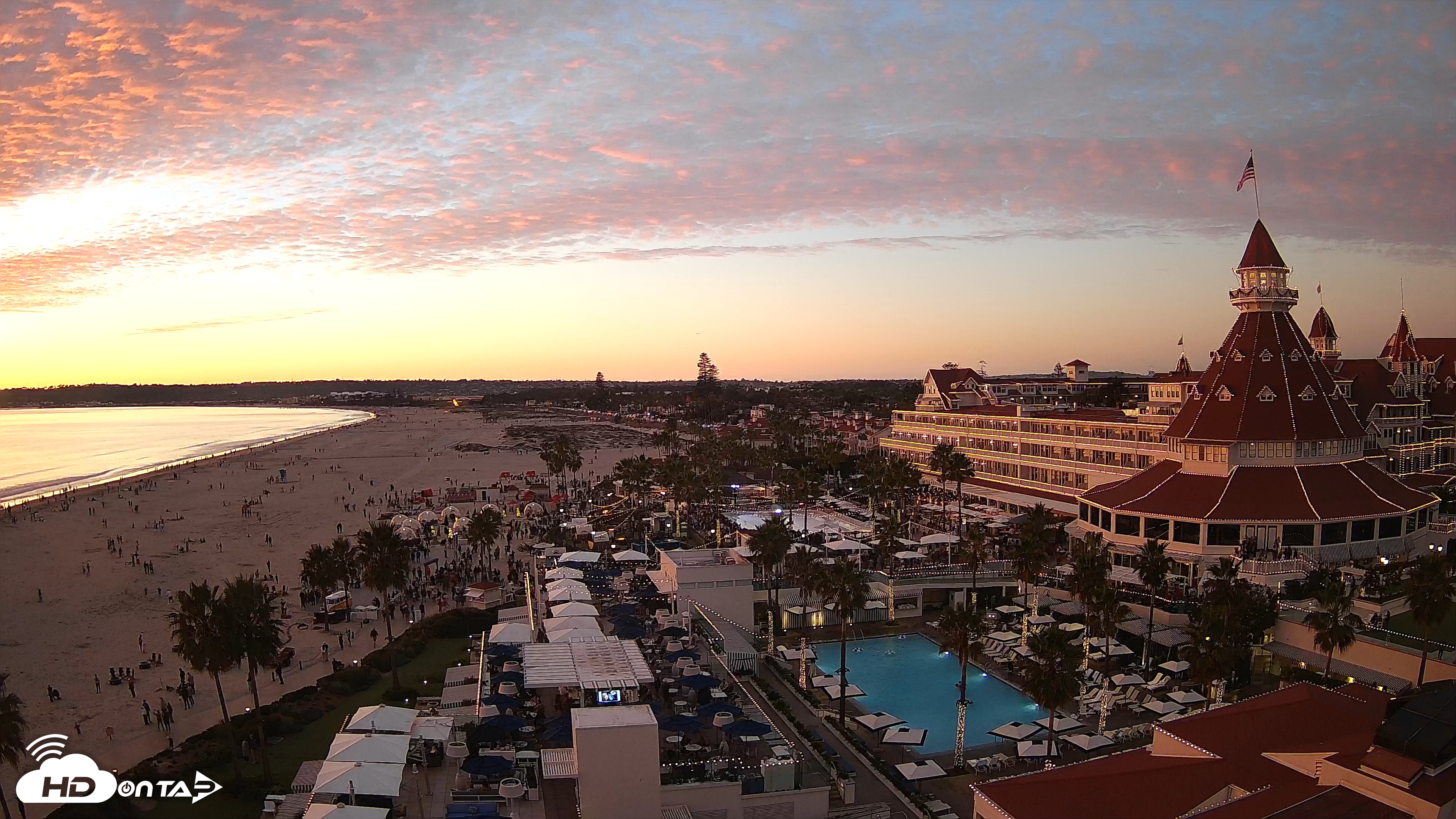 Snapshot of Hotel Del Coronado 4K Fixed Live Cam taken Dec 29, 2025, 4:59pm PST