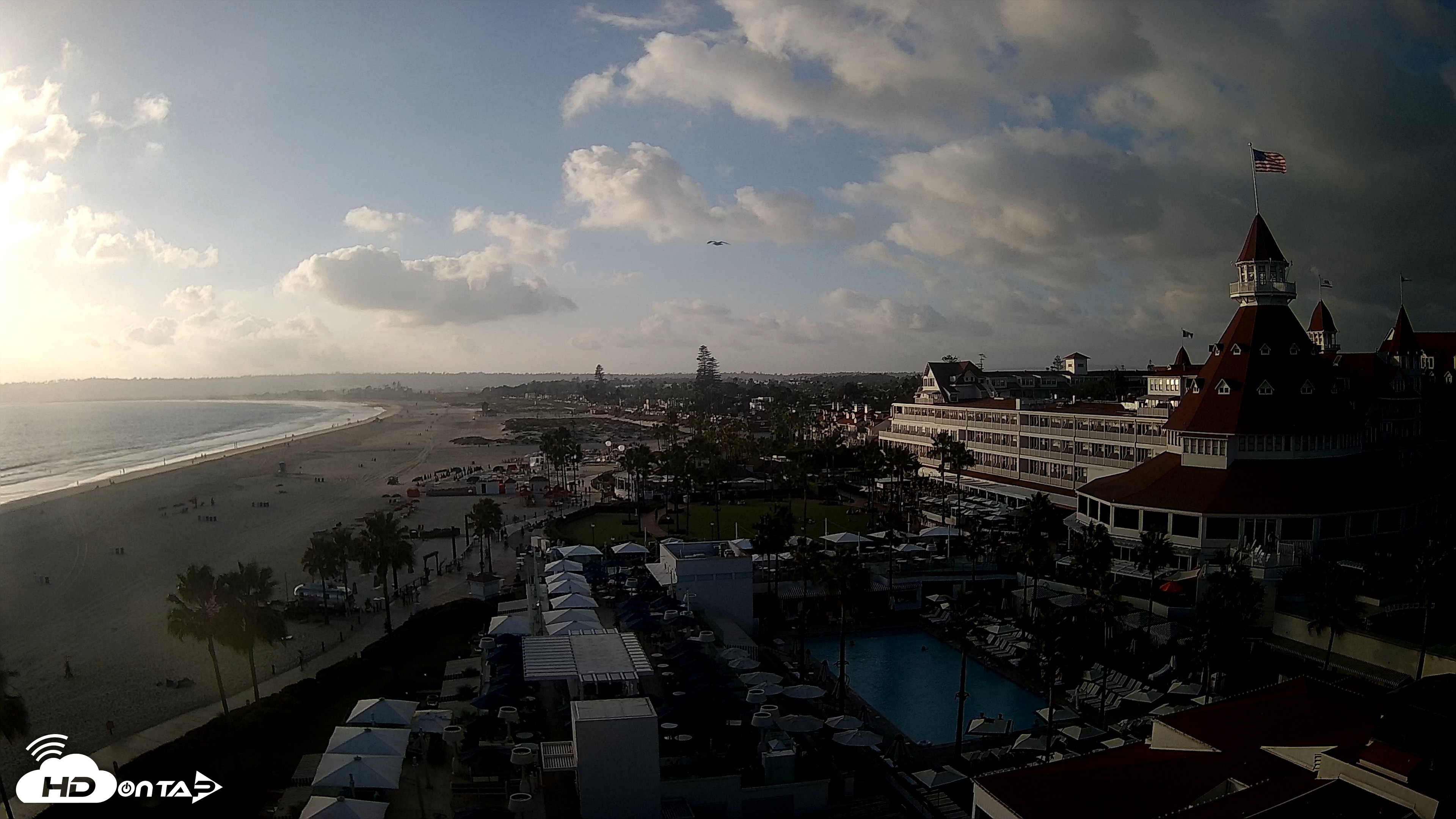 Snapshot of Hotel Del Coronado 4K Fixed Live Cam taken Sep 16, 2026, 5:49pm PDT