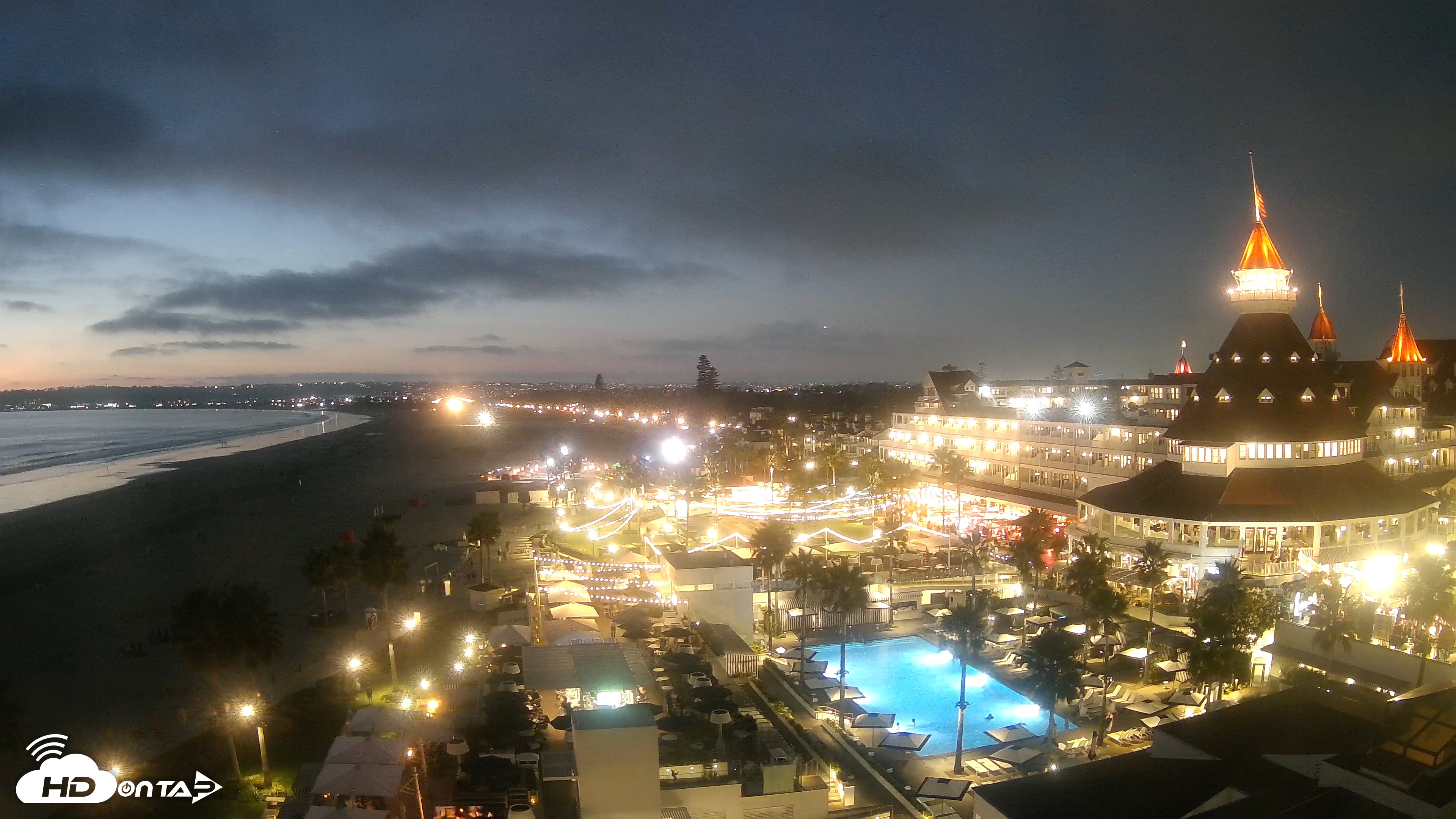 Snapshot of Hotel Del Coronado 4K Fixed Live Cam taken Nov 8, 2025, 5:26pm PST