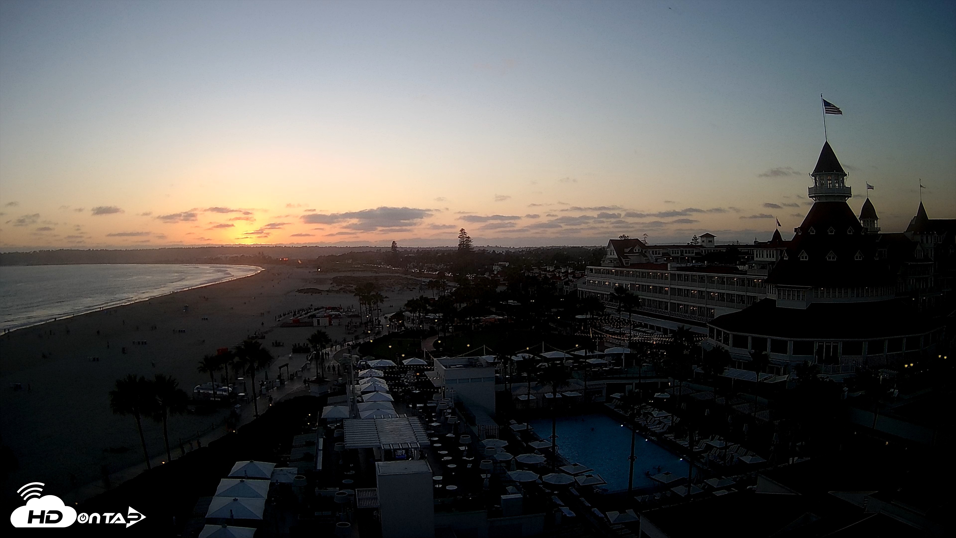 Snapshot of Hotel Del Coronado 4K Fixed Live Cam taken Jul 1, 2026, 7:58pm PDT