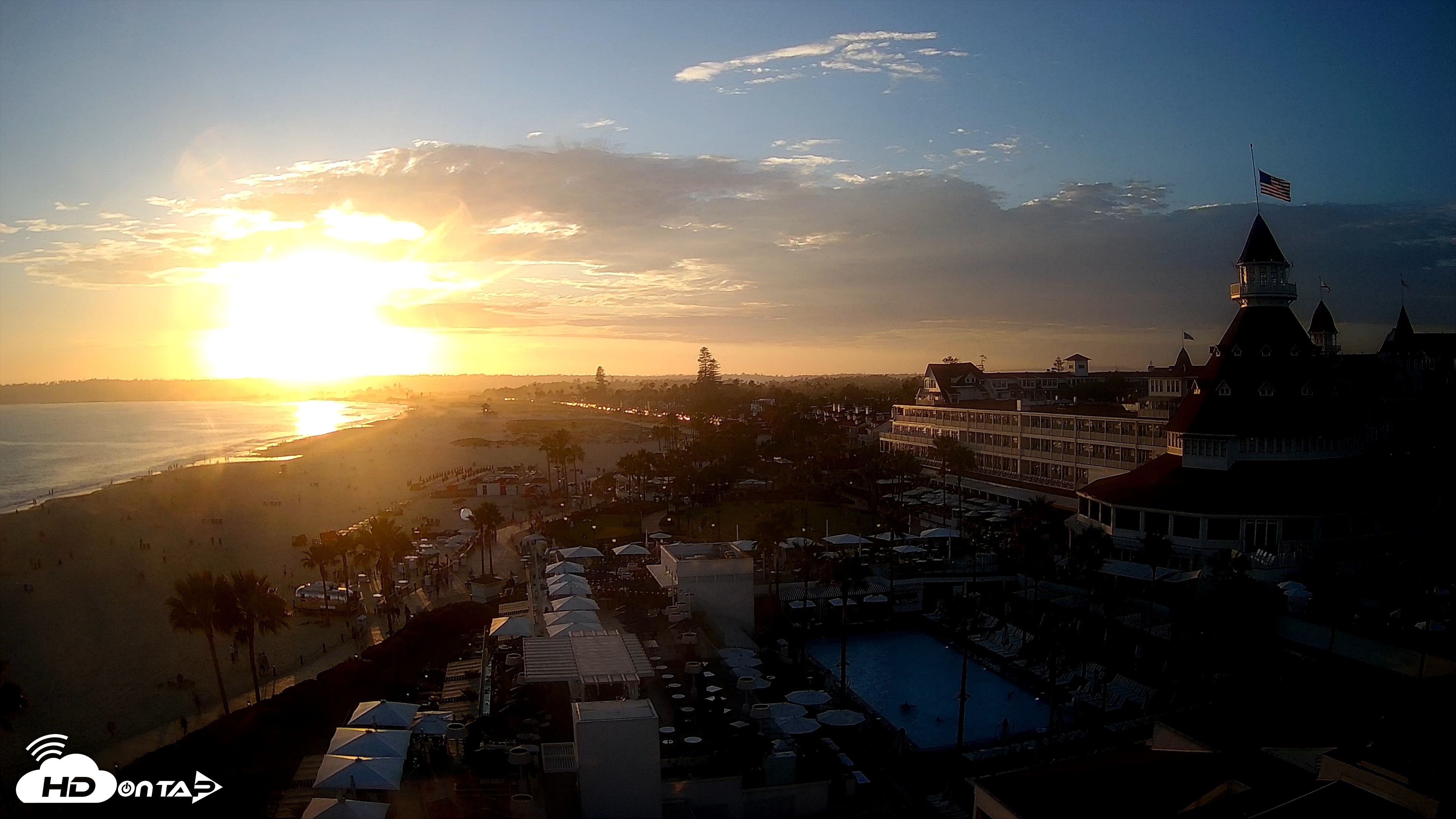 Snapshot of Hotel Del Coronado 4K Fixed Live Cam taken Jul 12, 2026, 7:39pm PDT