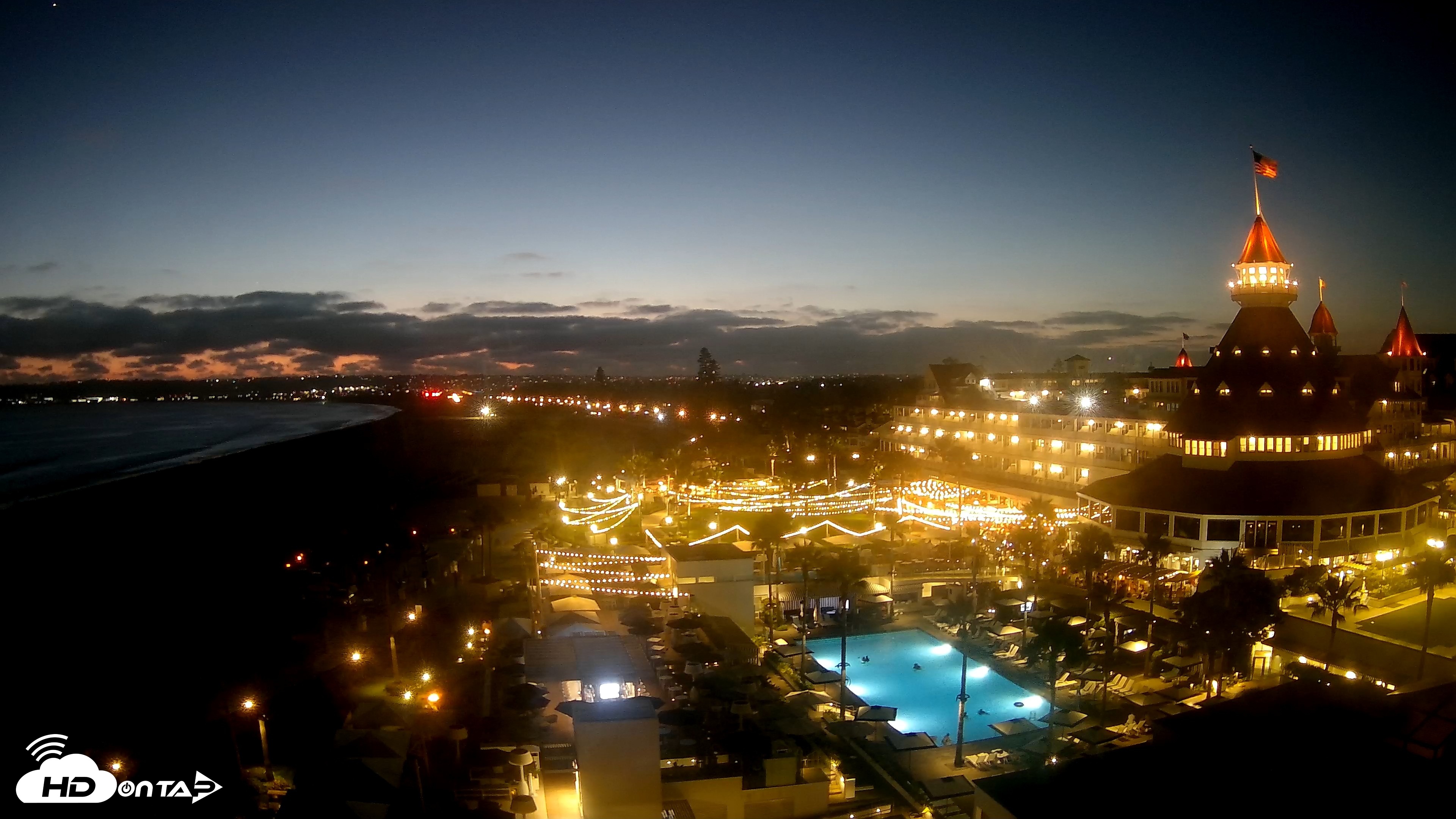 Snapshot of Hotel Del Coronado 4K Fixed Live Cam taken Jul 2, 2026, 8:41pm PDT