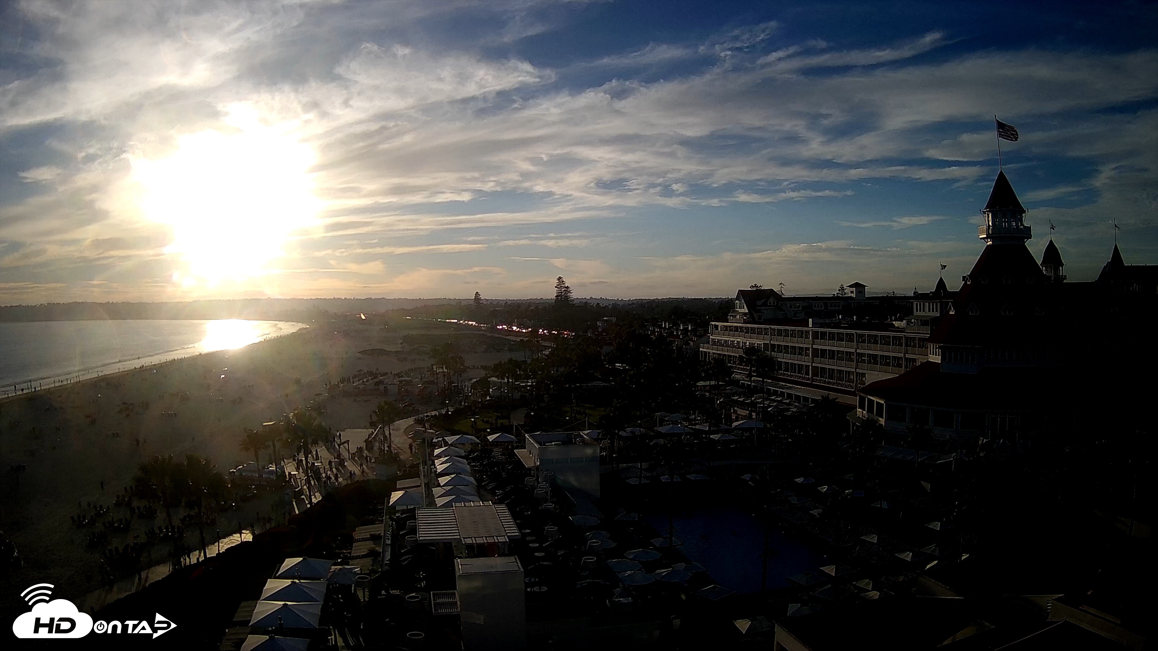 Snapshot of Hotel Del Coronado 4K Fixed Live Cam taken Jul 4, 2026, 7:20pm PDT