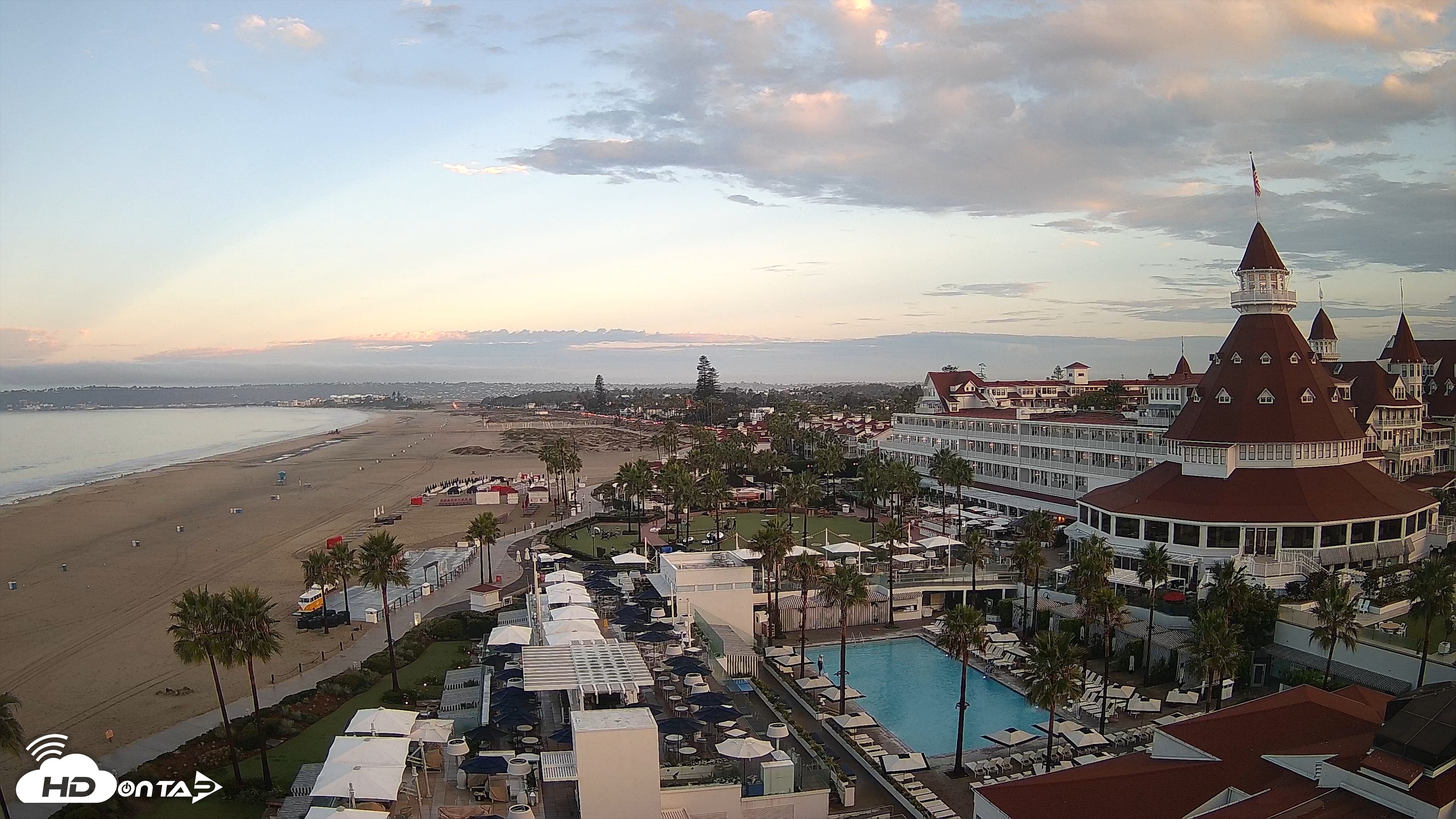Snapshot of Hotel Del Coronado 4K Fixed Live Cam taken Sep 18, 2025, 6:46am PDT