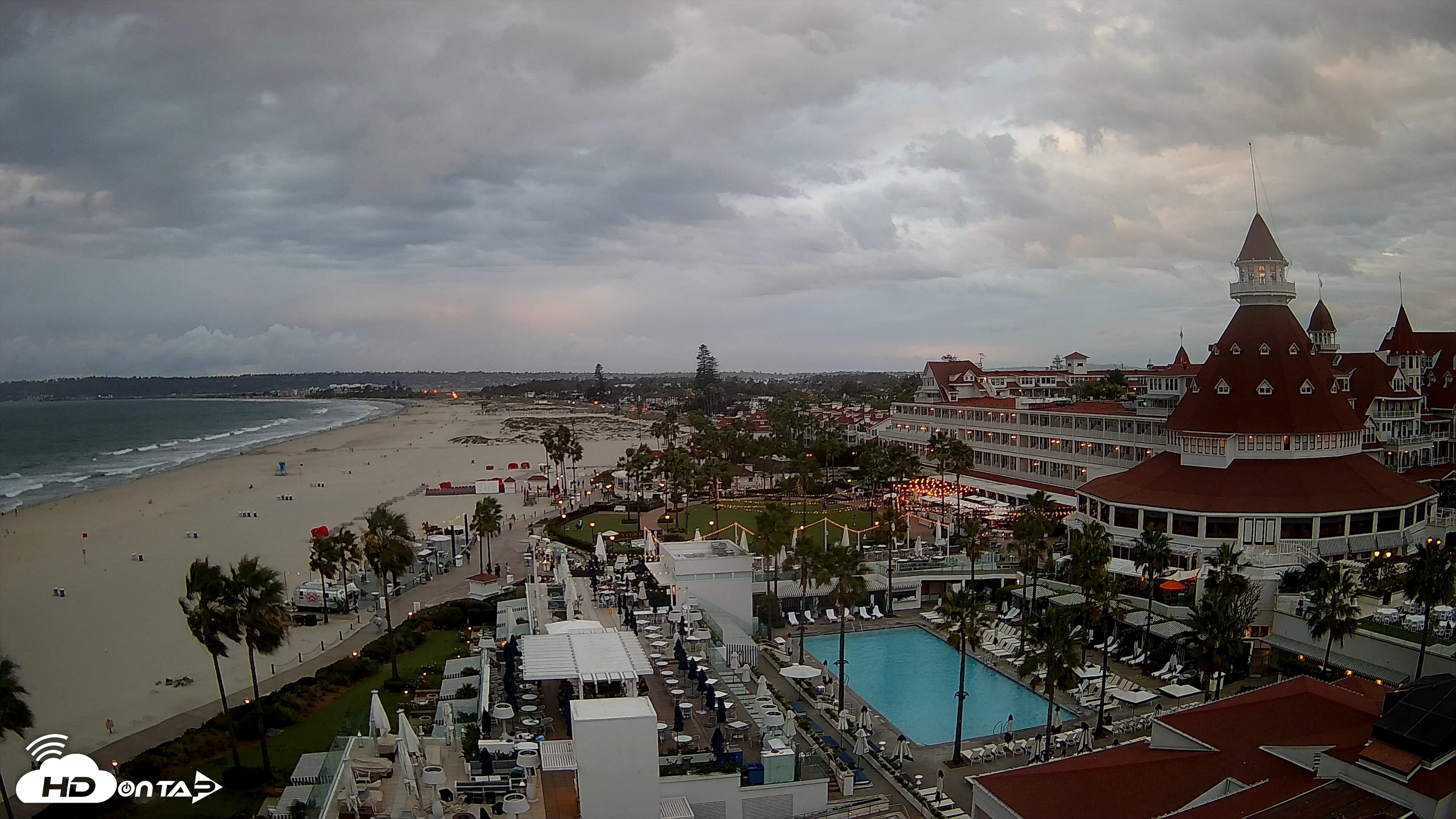 Snapshot of Hotel Del Coronado 4K Fixed Live Cam taken Oct 21, 2026, 6:18pm PDT