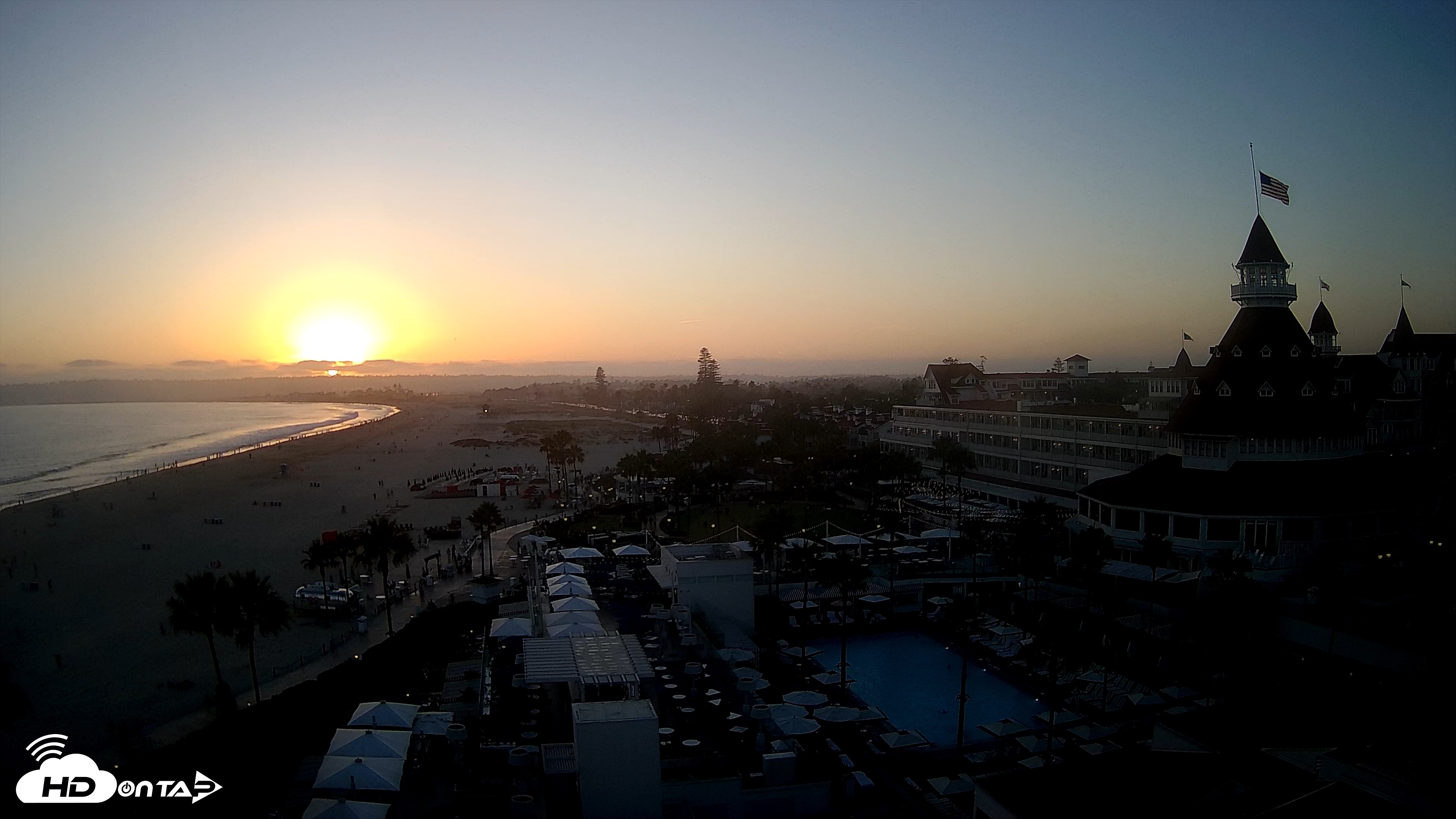 Snapshot of Hotel Del Coronado 4K Fixed Live Cam taken Jul 15, 2026, 7:49pm PDT