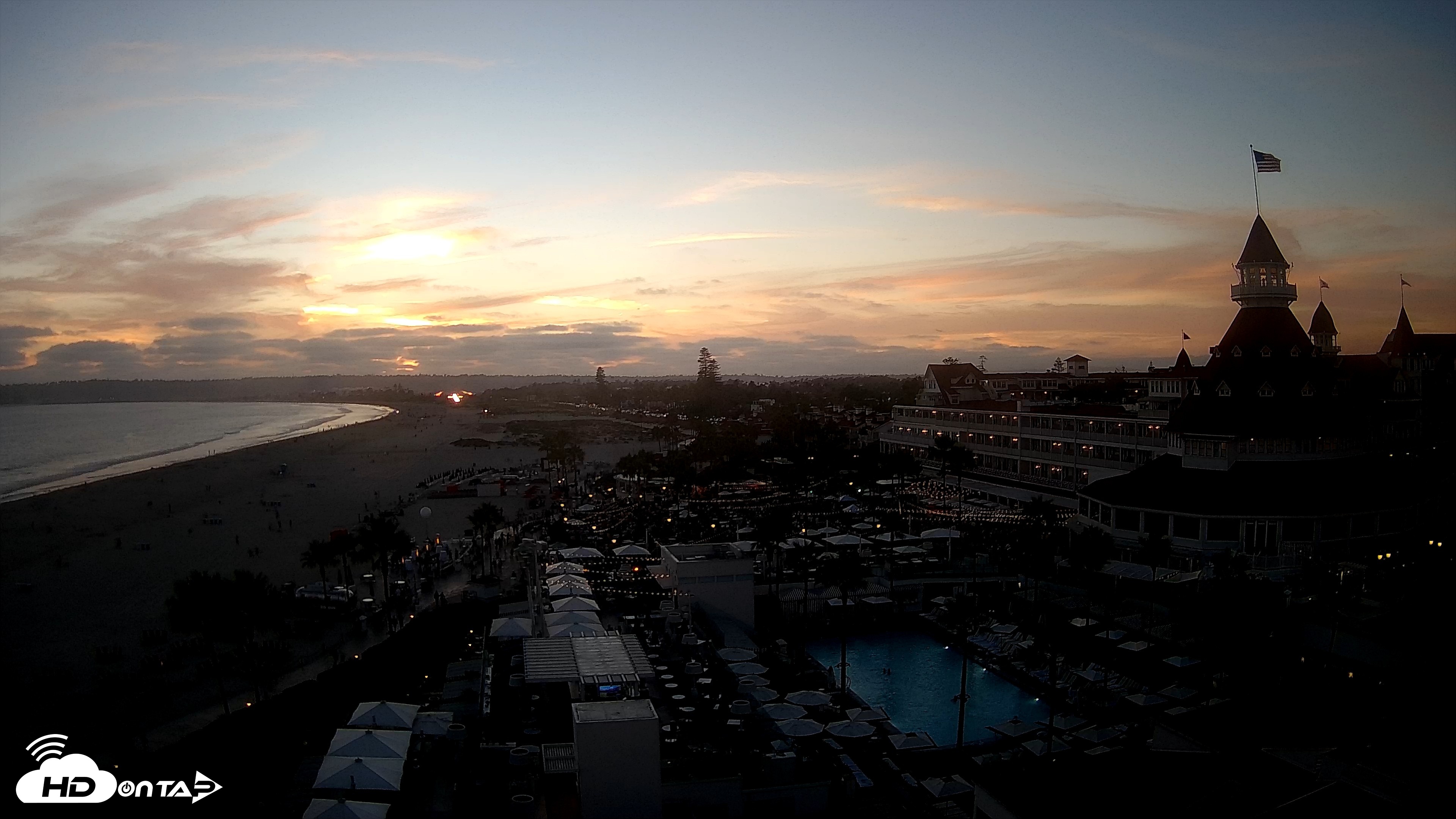 Snapshot of Hotel Del Coronado 4K Fixed Live Cam taken Jul 3, 2026, 8:04pm PDT