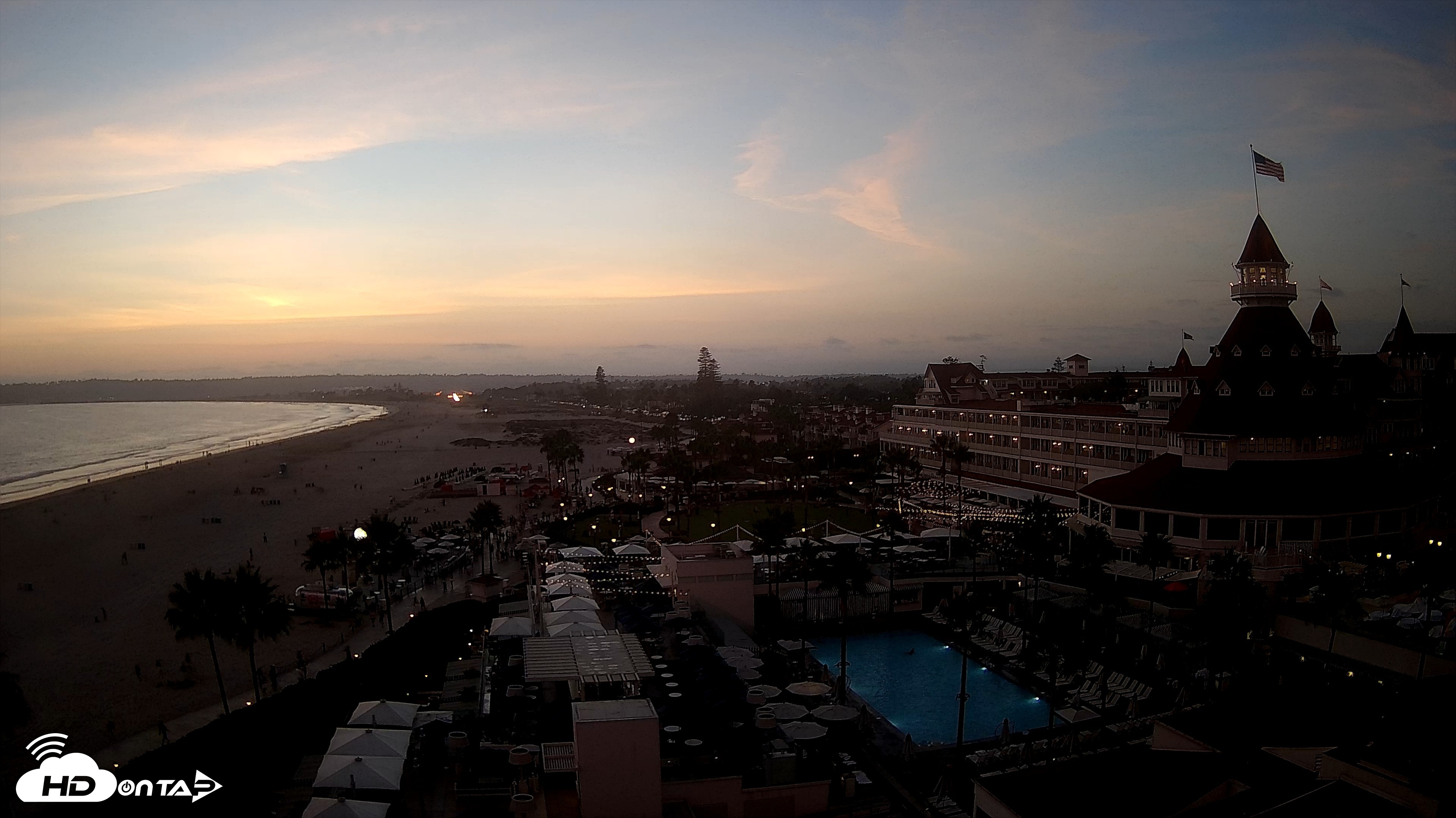 Snapshot of Hotel Del Coronado 4K Fixed Live Cam taken Aug 6, 2026, 7:51pm PDT