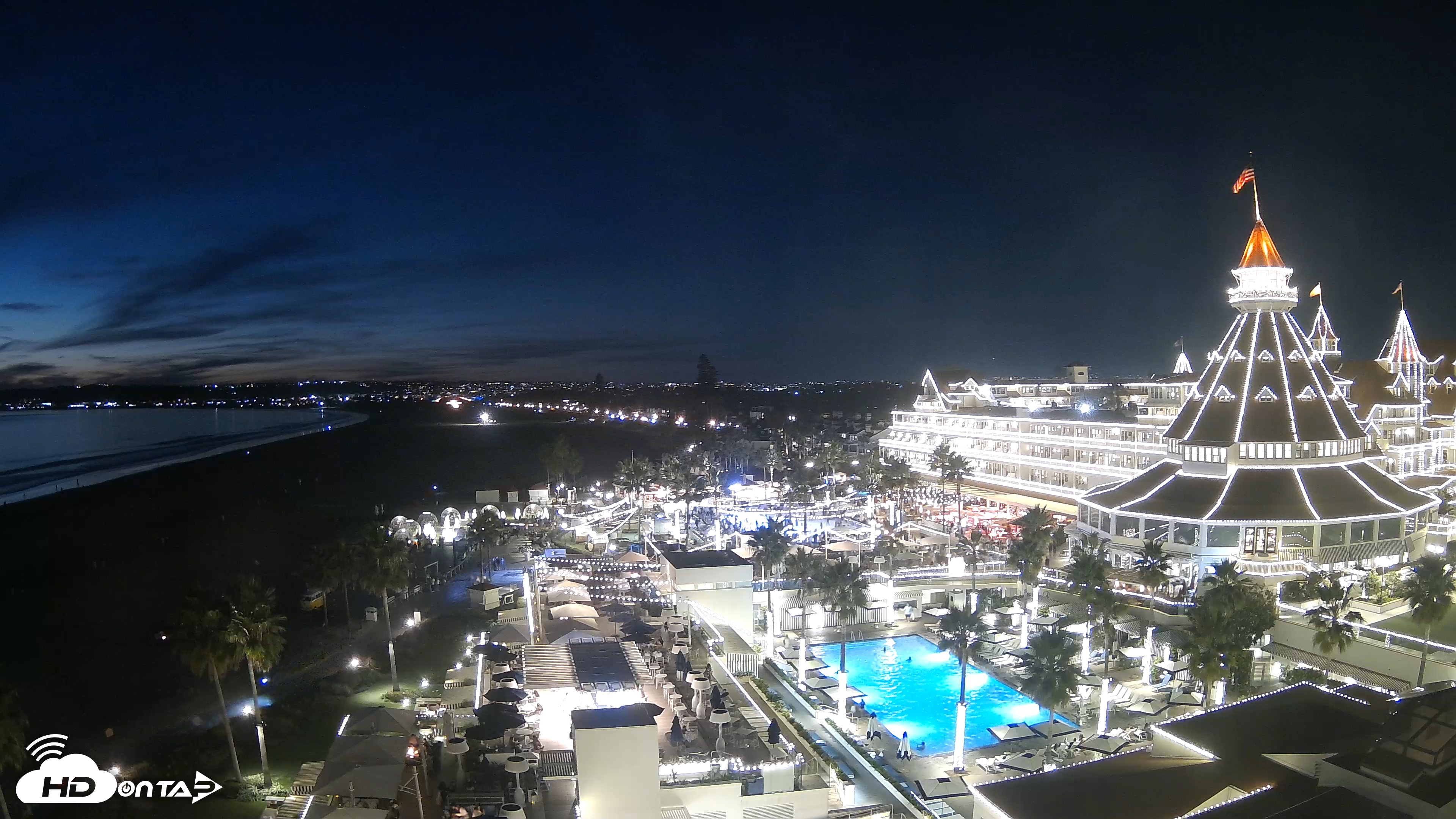 Snapshot of Hotel Del Coronado 4K Fixed Live Cam taken Nov 26, 2025, 5:28pm PST
