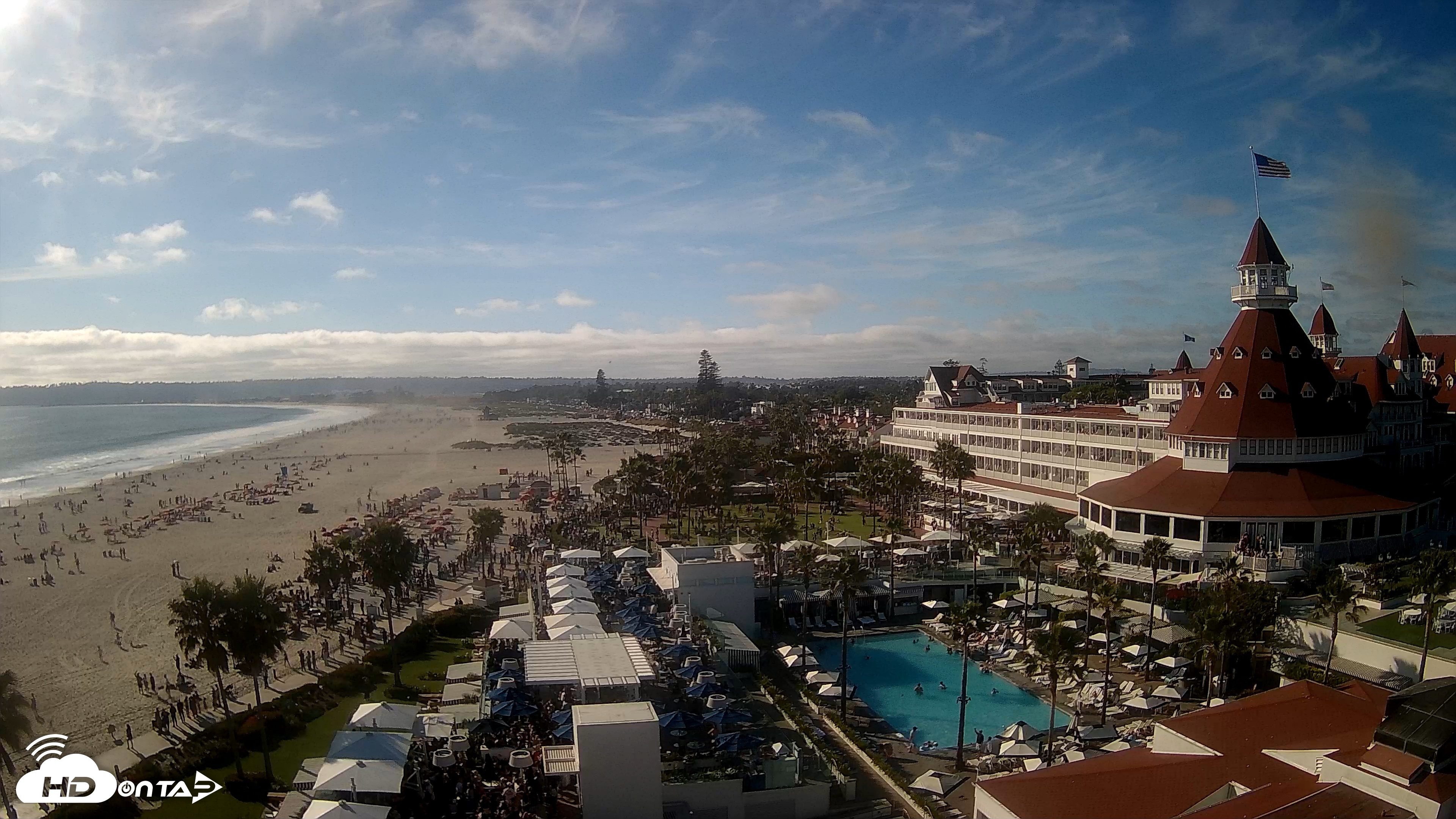 Snapshot of Hotel Del Coronado 4K Fixed Live Cam taken Apr 10, 2026, 5:05pm PDT