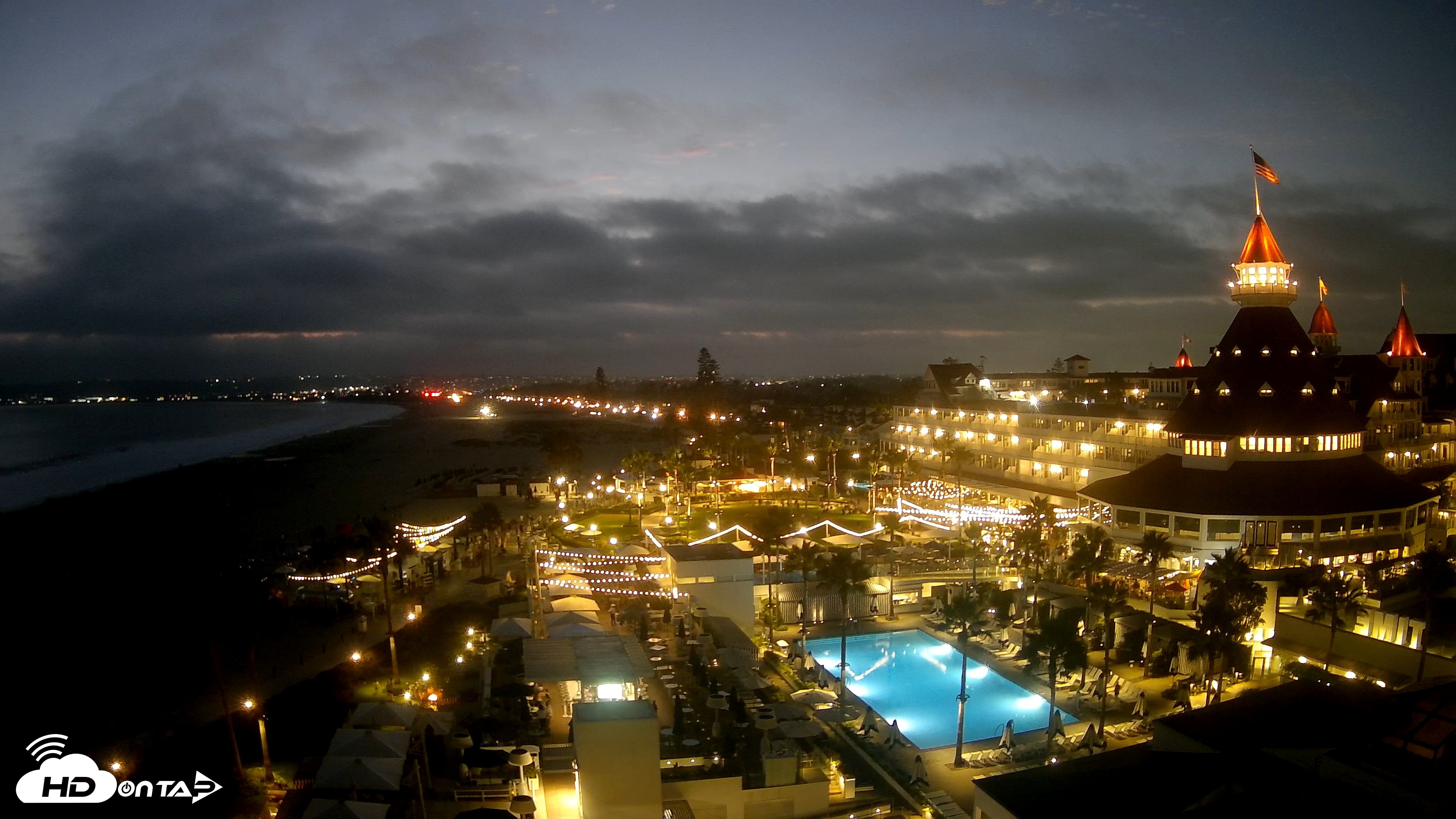 Snapshot of Hotel Del Coronado 4K Fixed Live Cam taken Jul 26, 2026, 8:26pm PDT