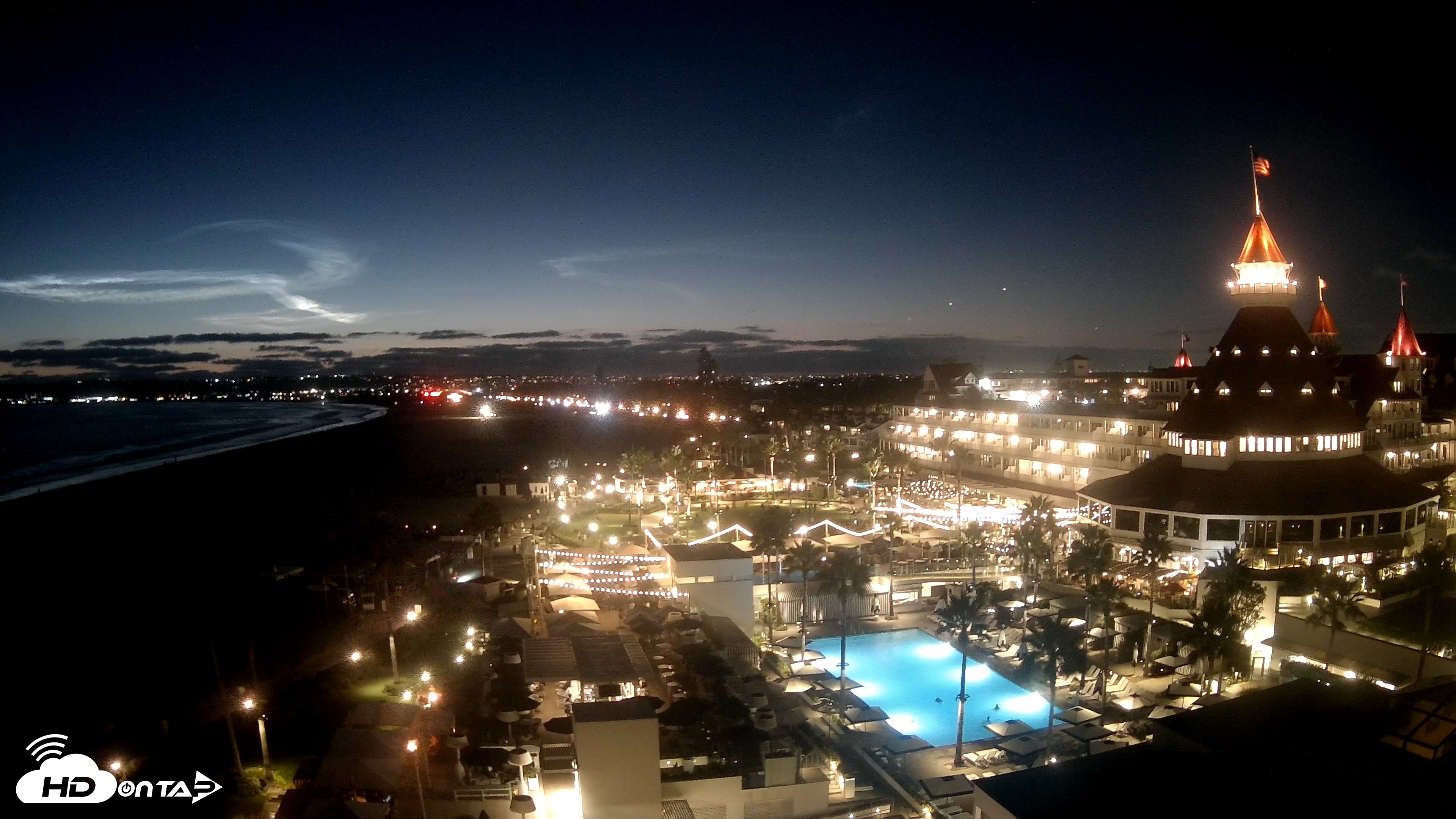 Snapshot of Hotel Del Coronado 4K Fixed Live Cam taken Aug 15, 2026, 8:19pm PDT