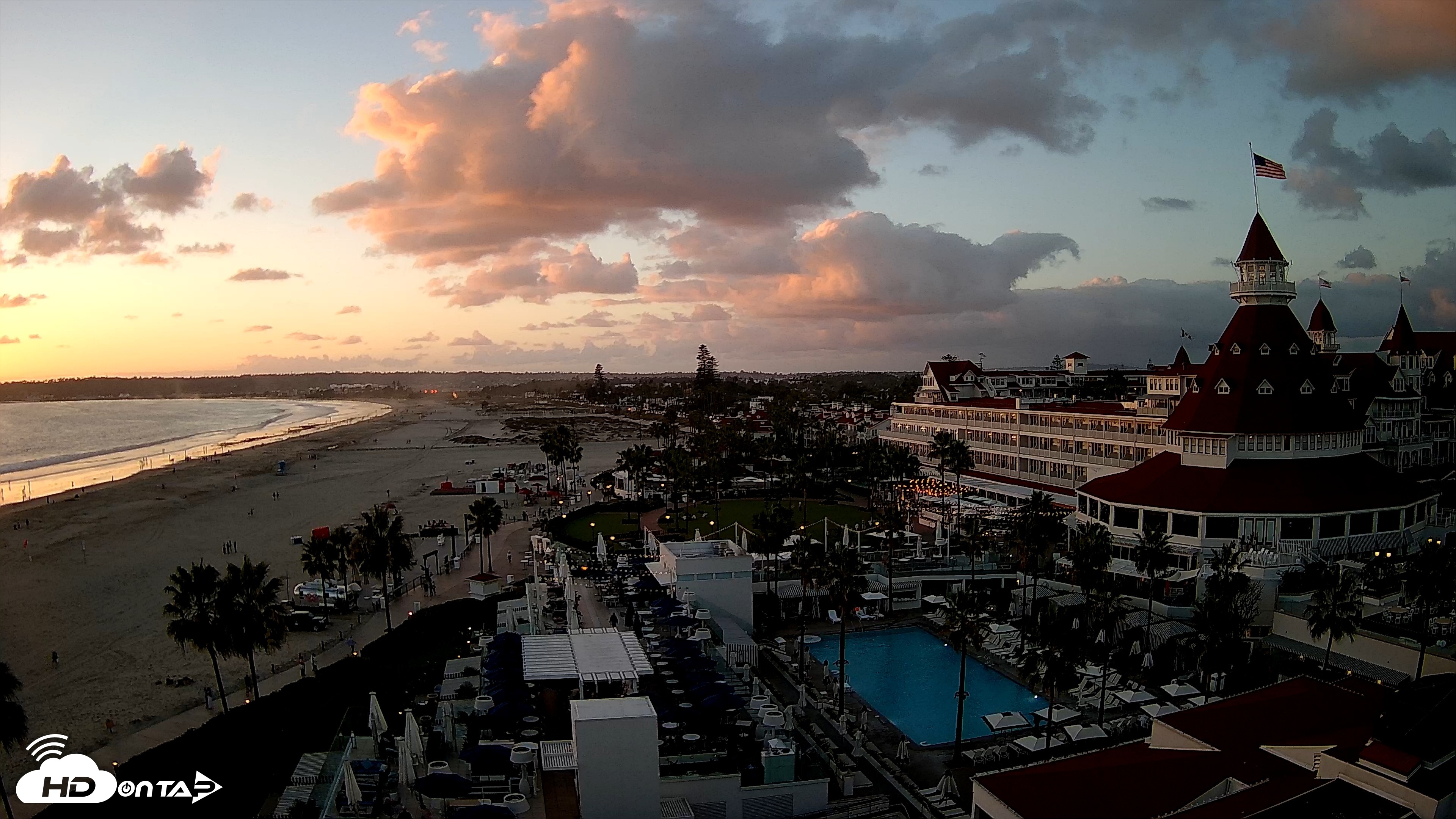 Snapshot of Hotel Del Coronado 4K Fixed Live Cam taken Oct 12, 2026, 6:15pm PDT