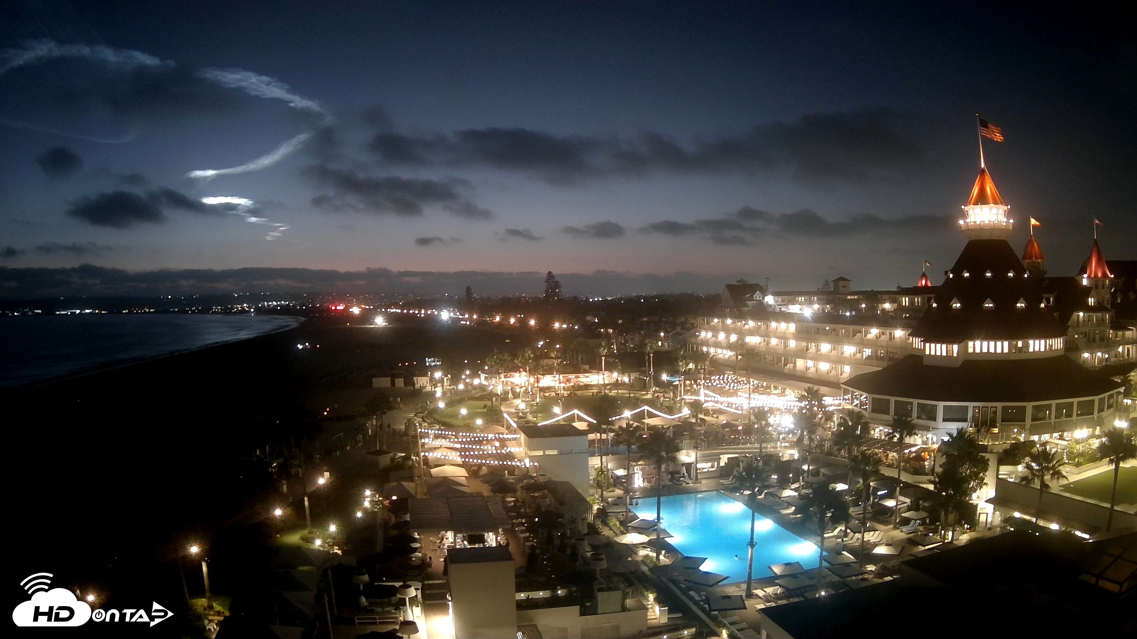 Snapshot of Hotel Del Coronado 4K Fixed Live Cam taken Jul 31, 2026, 8:31pm PDT