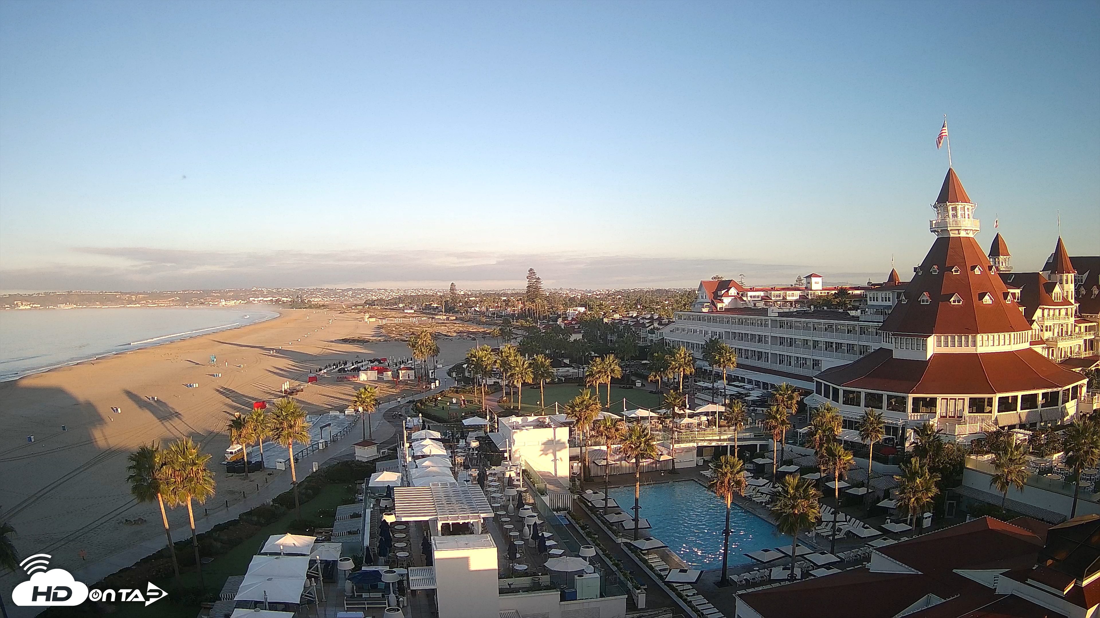 Snapshot of Hotel Del Coronado 4K Fixed Live Cam taken Oct 2, 2025, 7:15am PDT