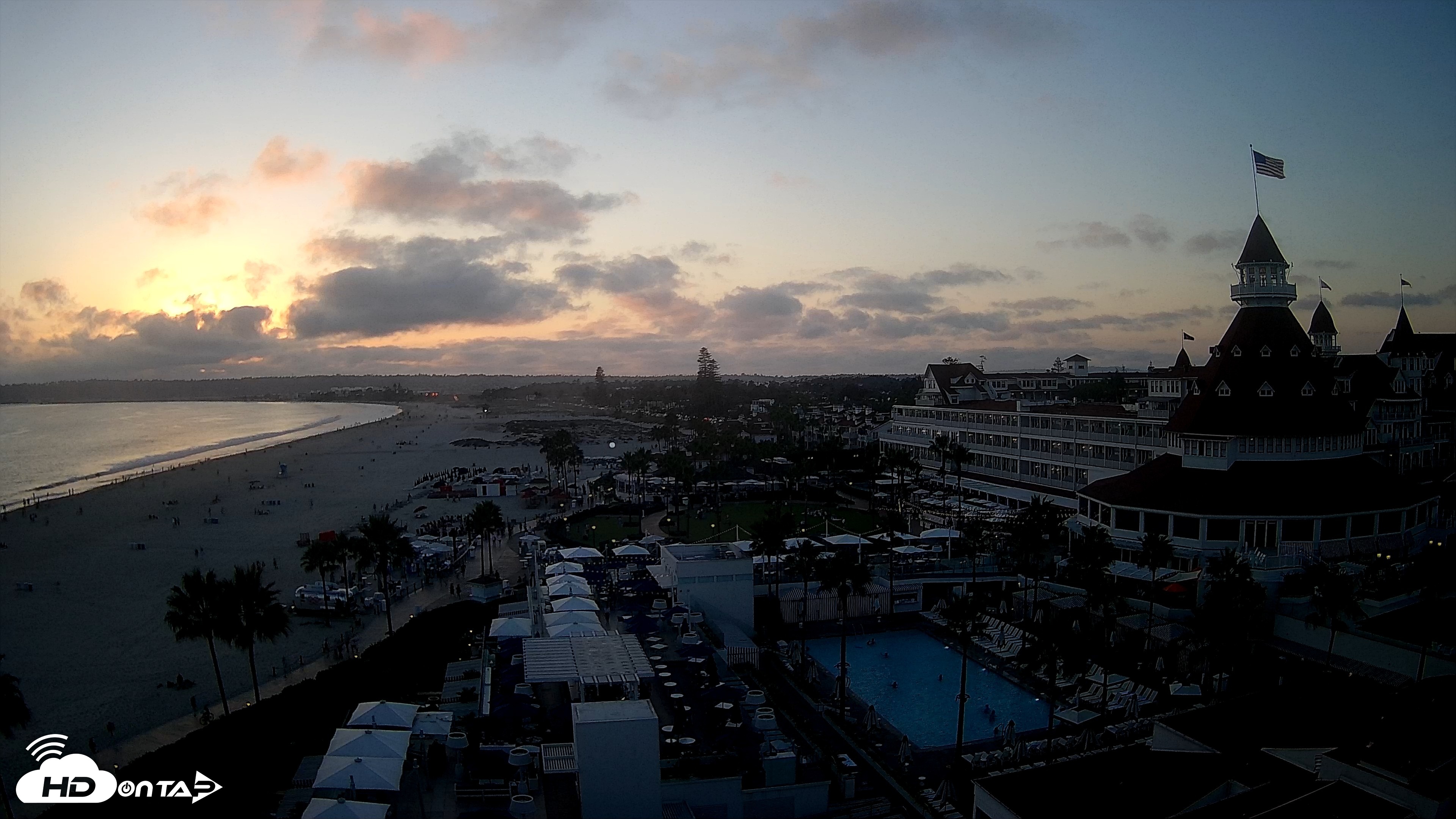 Snapshot of Hotel Del Coronado 4K Fixed Live Cam taken Aug 11, 2026, 7:25pm PDT