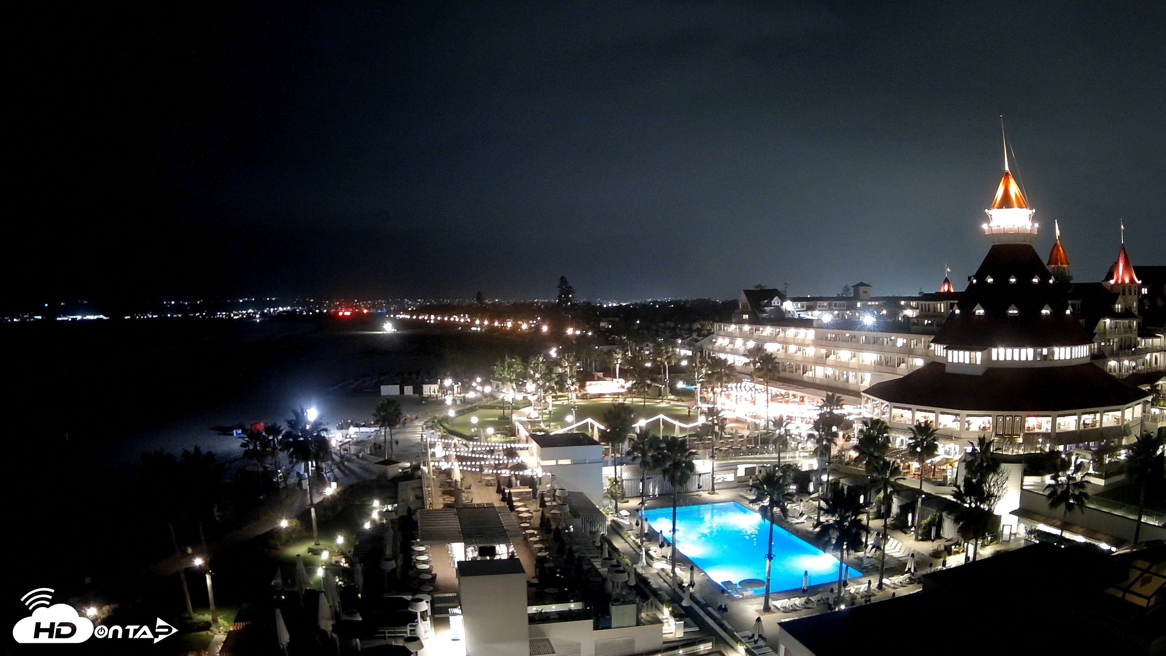 Snapshot of Hotel Del Coronado 4K Fixed Live Cam taken Oct 11, 2026, 8:25pm PDT