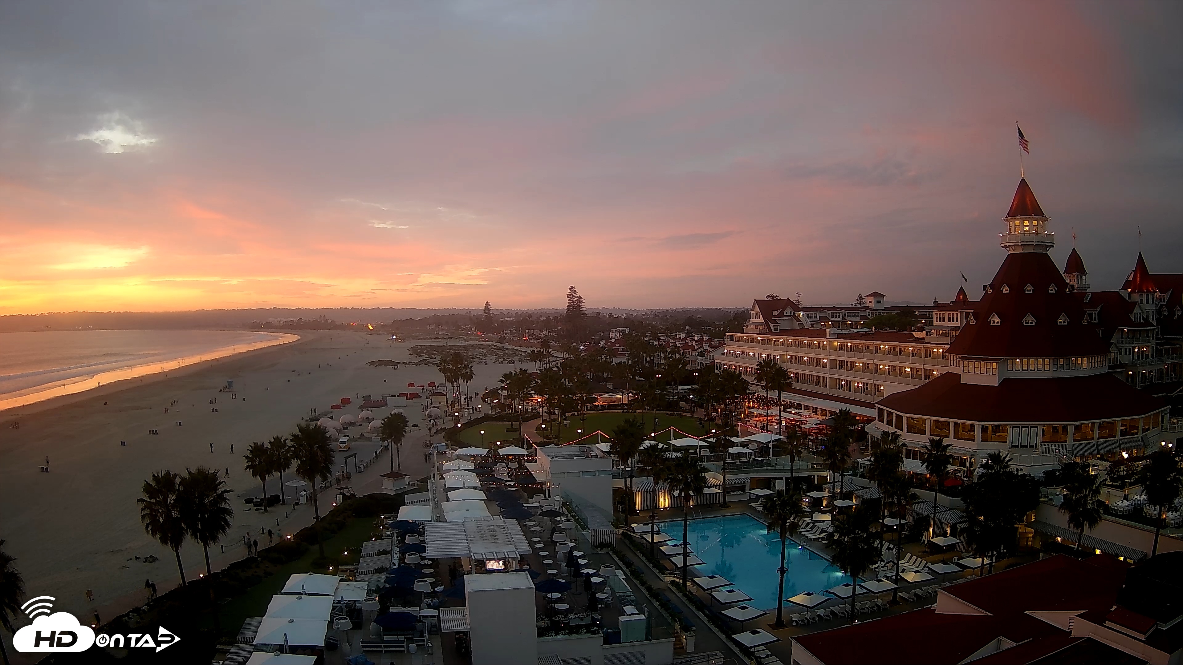 Snapshot of Hotel Del Coronado 4K Fixed Live Cam taken Feb 5, 2026, 5:31pm PST