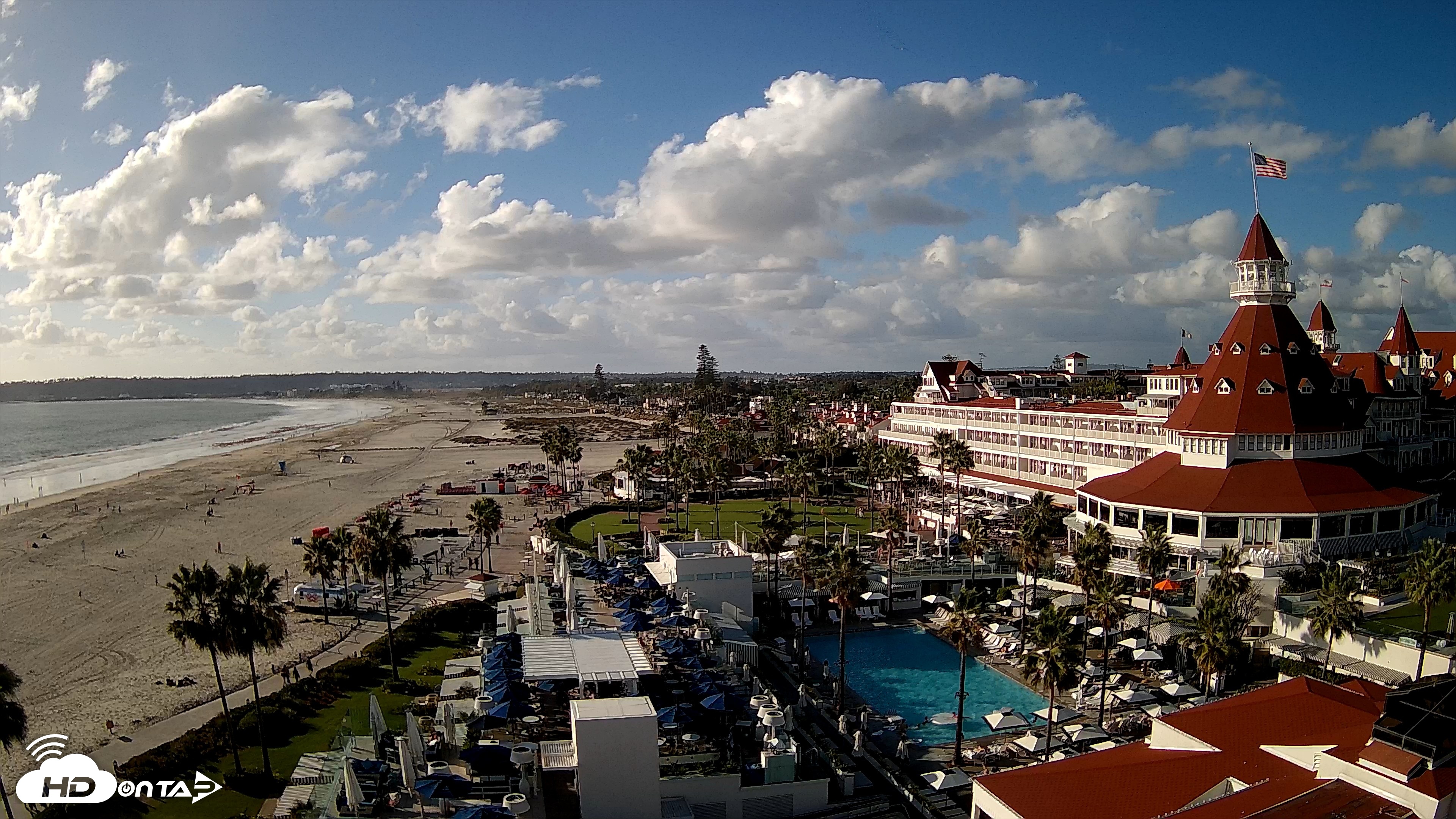 Snapshot of Hotel Del Coronado 4K Fixed Live Cam taken Oct 12, 2026, 4:36pm PDT