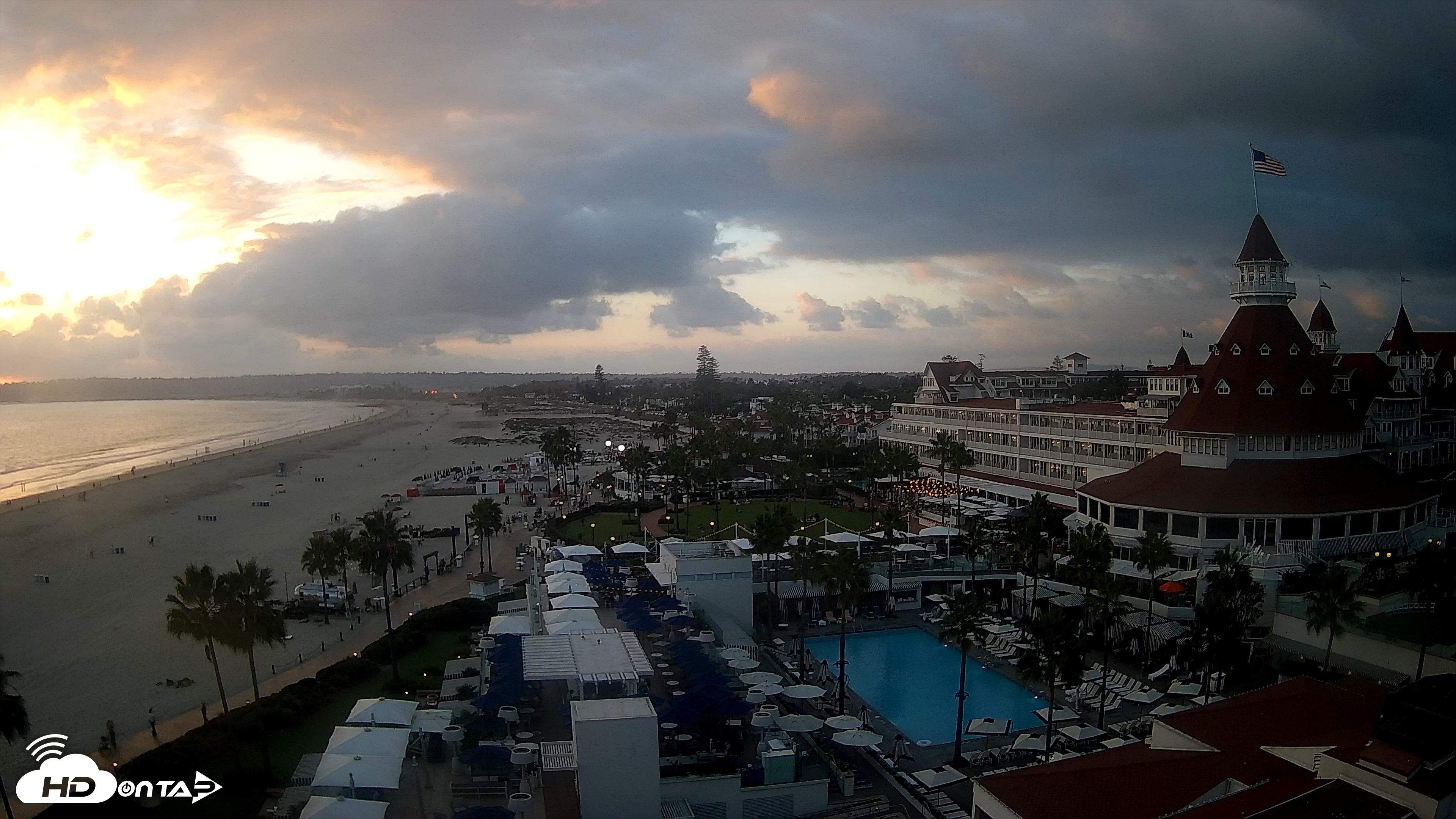 Snapshot of Hotel Del Coronado 4K Fixed Live Cam taken Sep 16, 2026, 6:42pm PDT