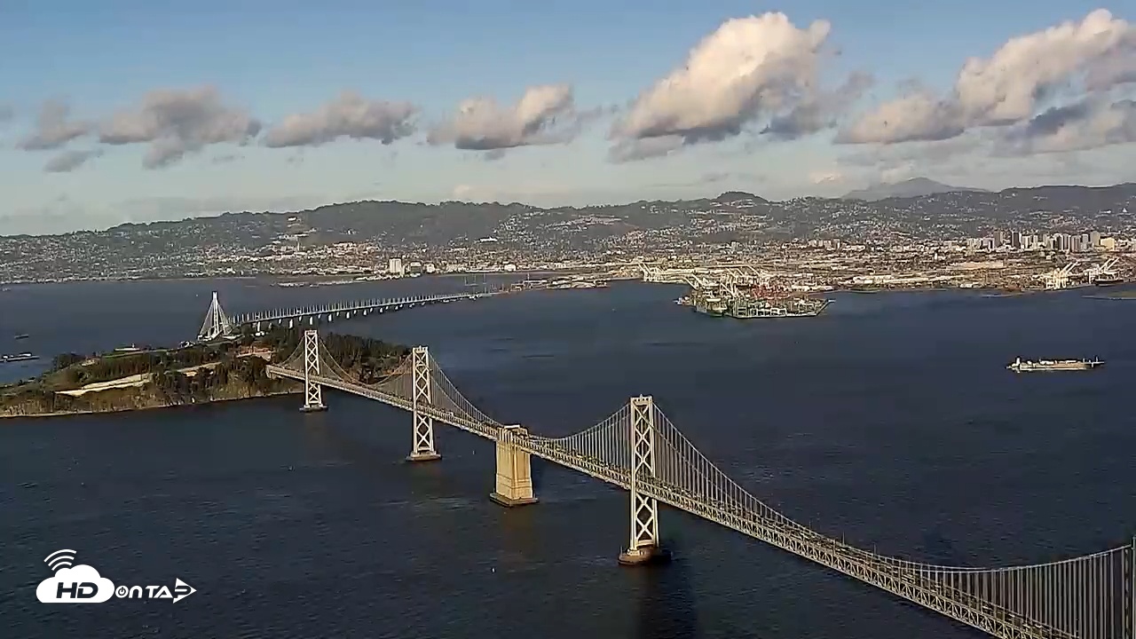 Snapshot of San Francisco Oakland Bay Bridge Live Webcam taken Feb 19, 2026, 4:51pm PST