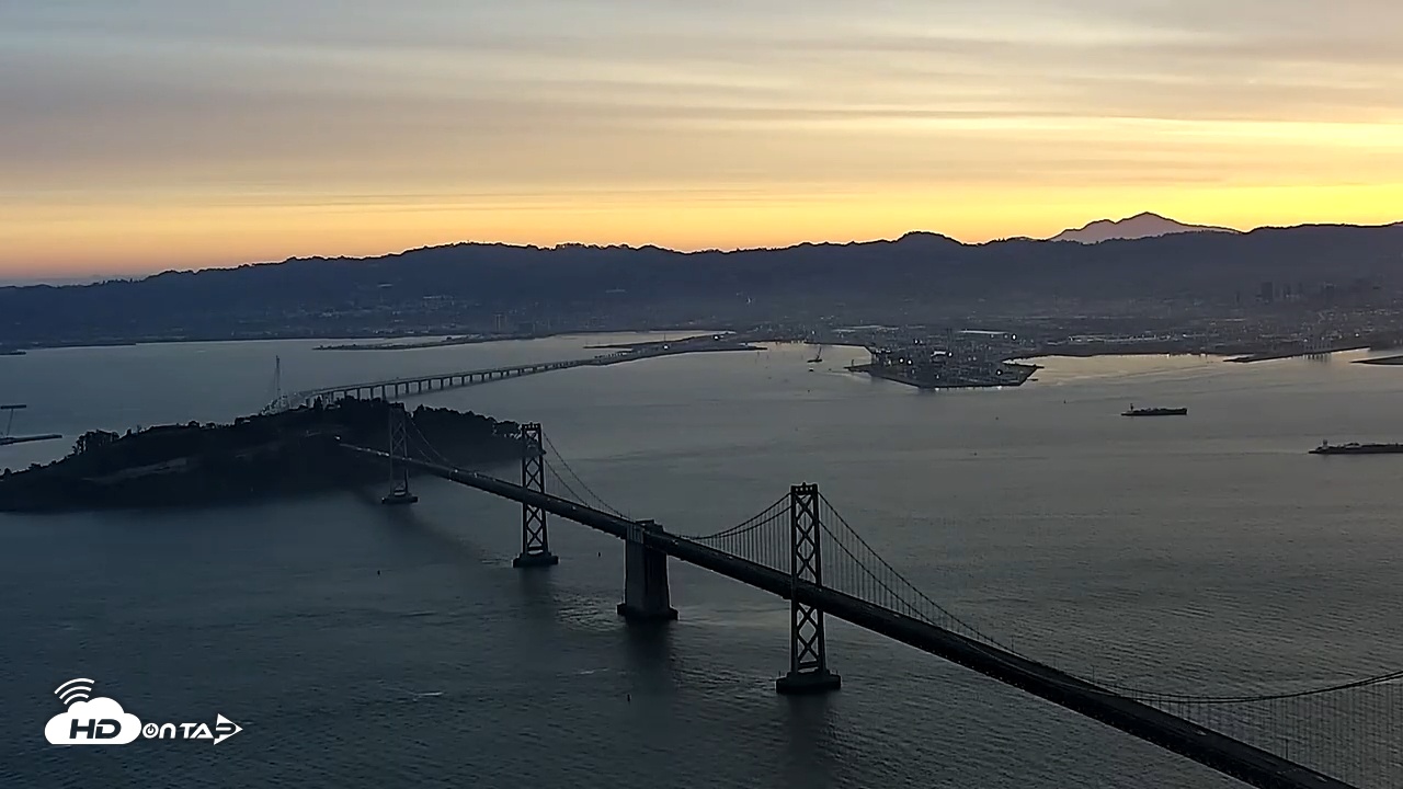 Snapshot of San Francisco Oakland Bay Bridge Live Webcam taken Jan 25, 2026, 7:22am PST